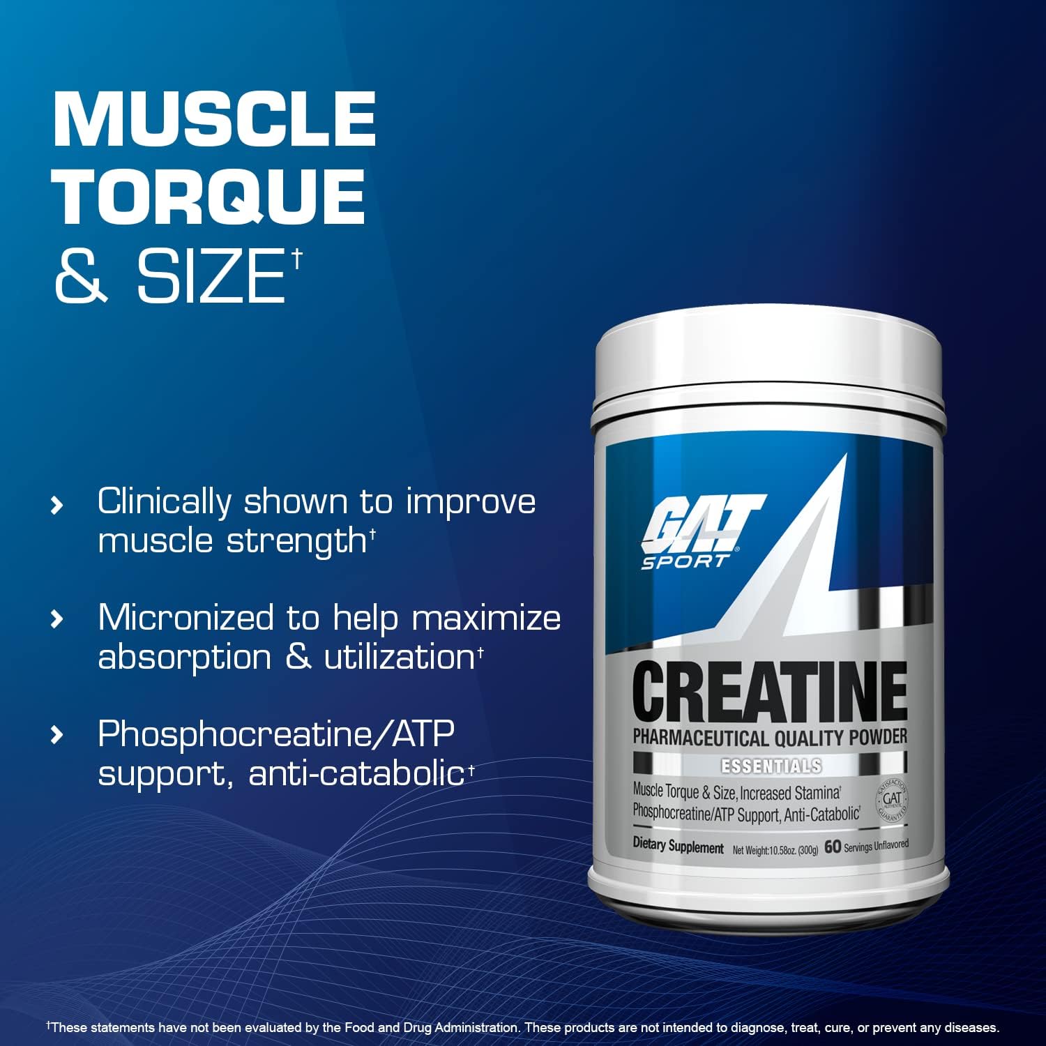 GAT SPORT Créatine Monohydrate, mélange boisson simple pour booster l’énergie lors de l’entraînement.