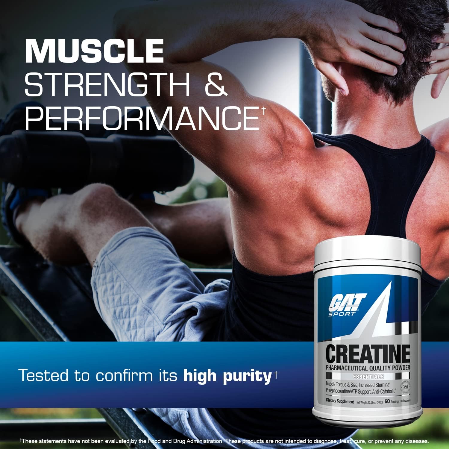 GAT SPORT Créatine Monohydrate, mesure-dose pratique pour doser facilement la dose quotidienne.