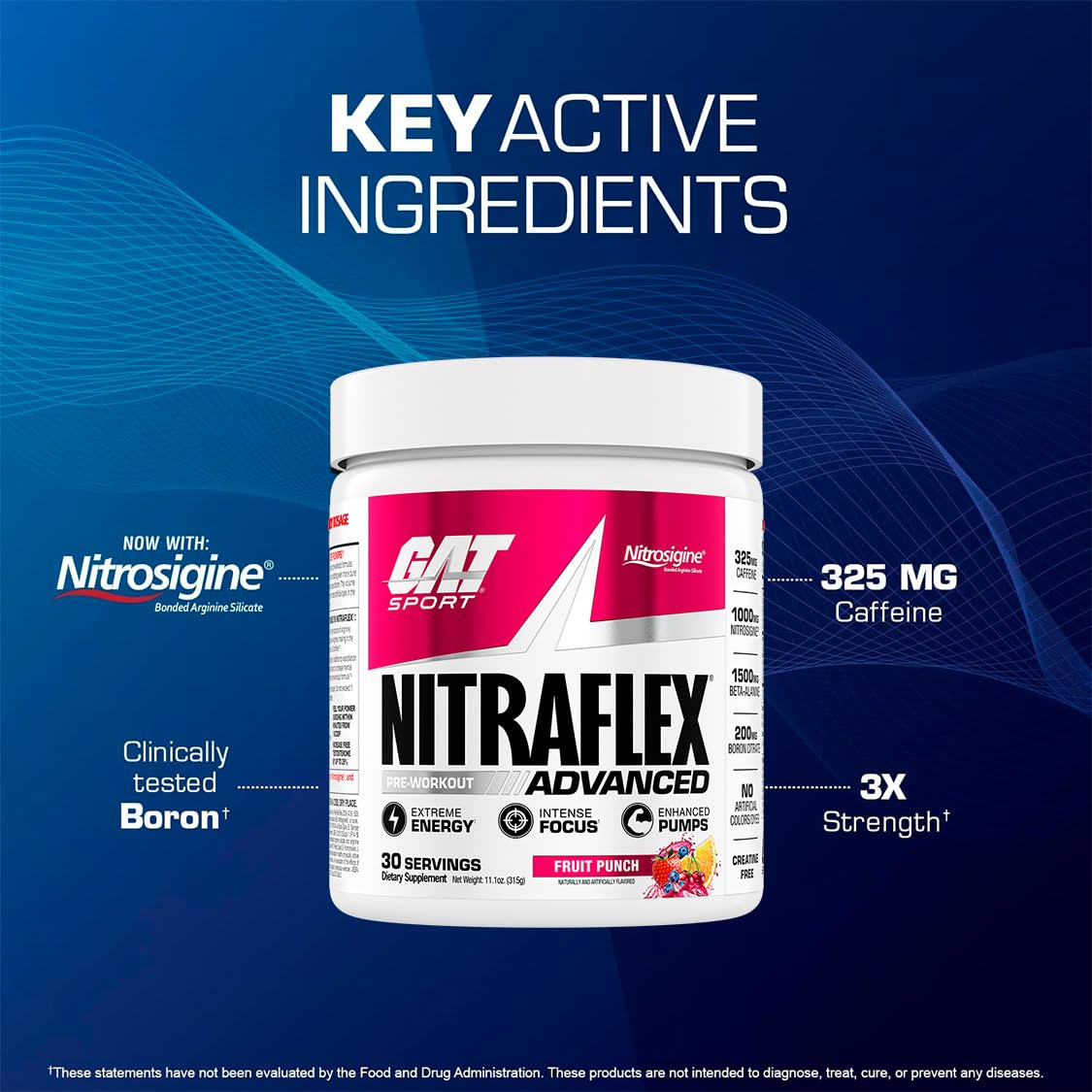 GAT SPORT Nitraflex ambiance salle de sport, énergie prête à l'action.