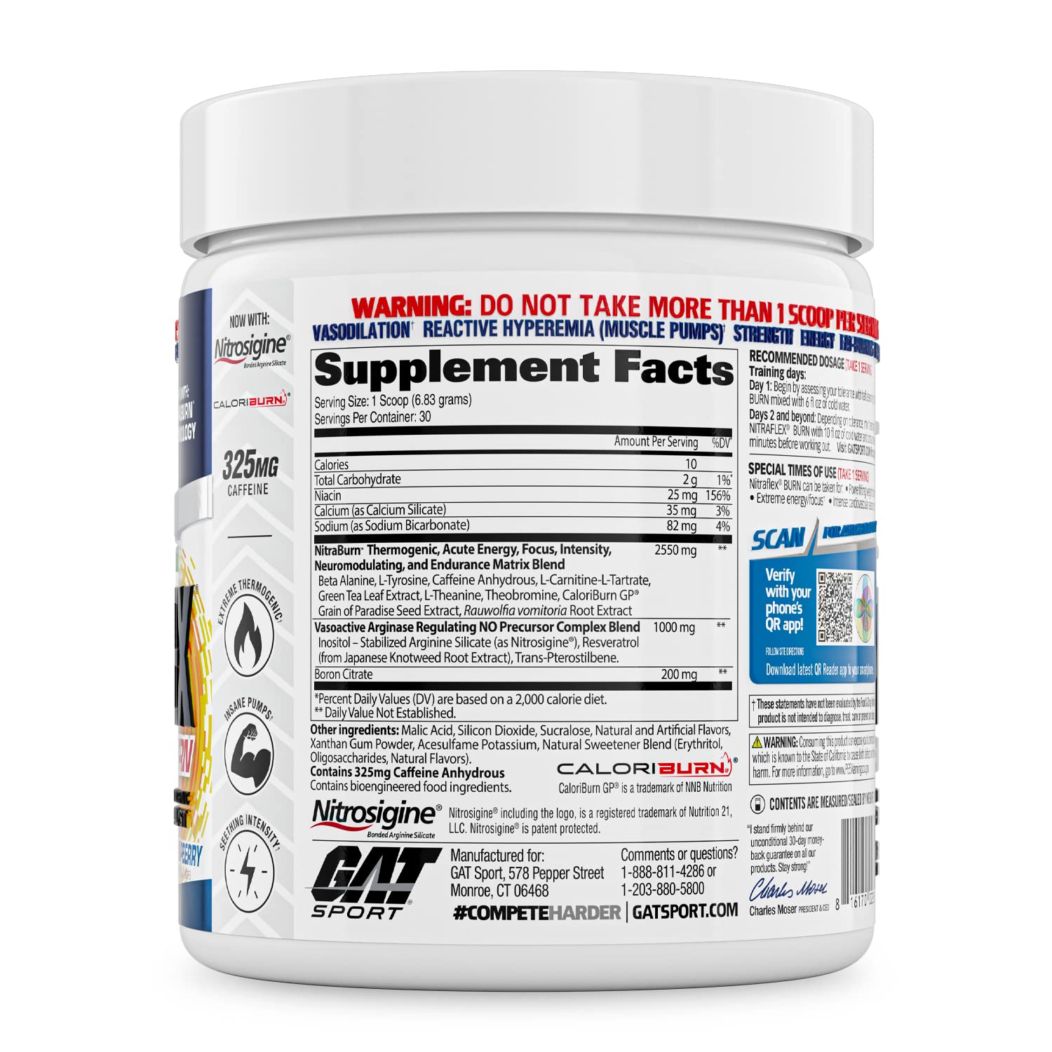 GAT SPORT NITRAFLEX BURN cuillère-doseuse: dosage précis pour une préparation efficace.