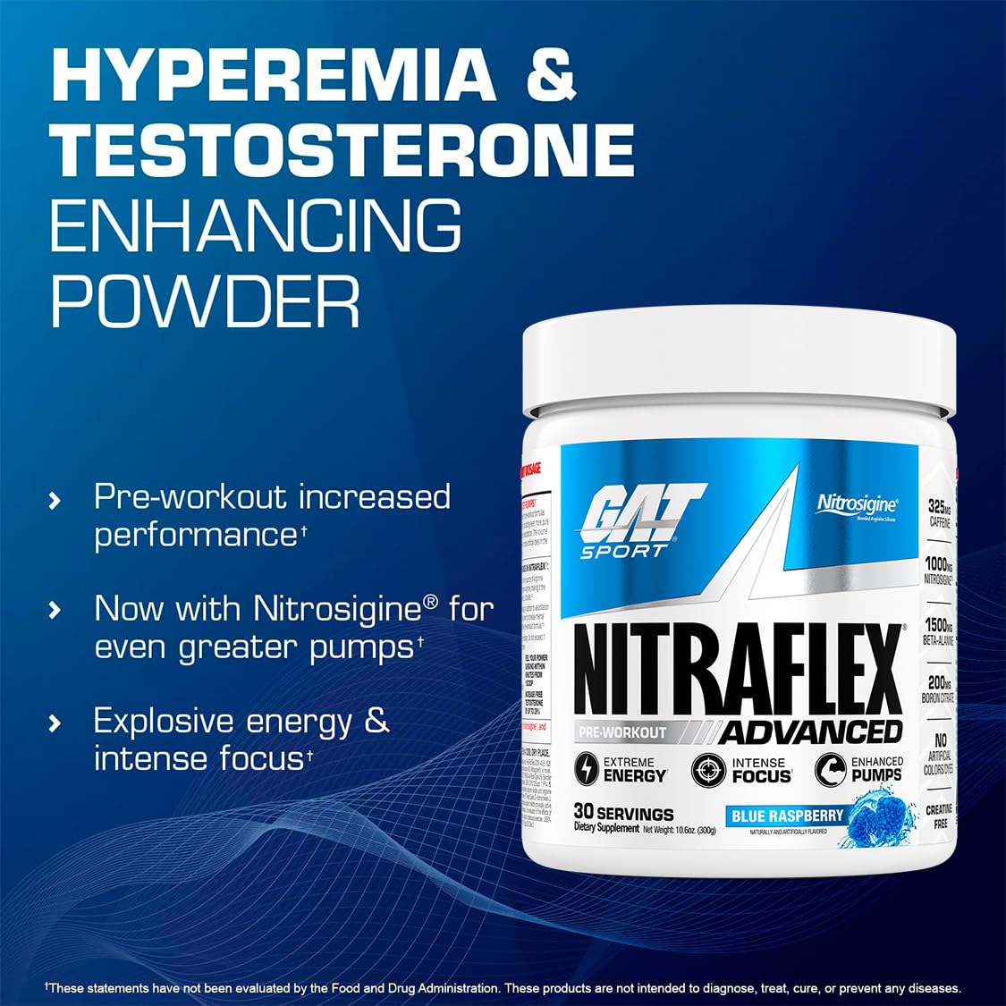 Nitraflex GAT SPORT, doseur inclus, facilite la prise rapide avant l'entraînement intense.