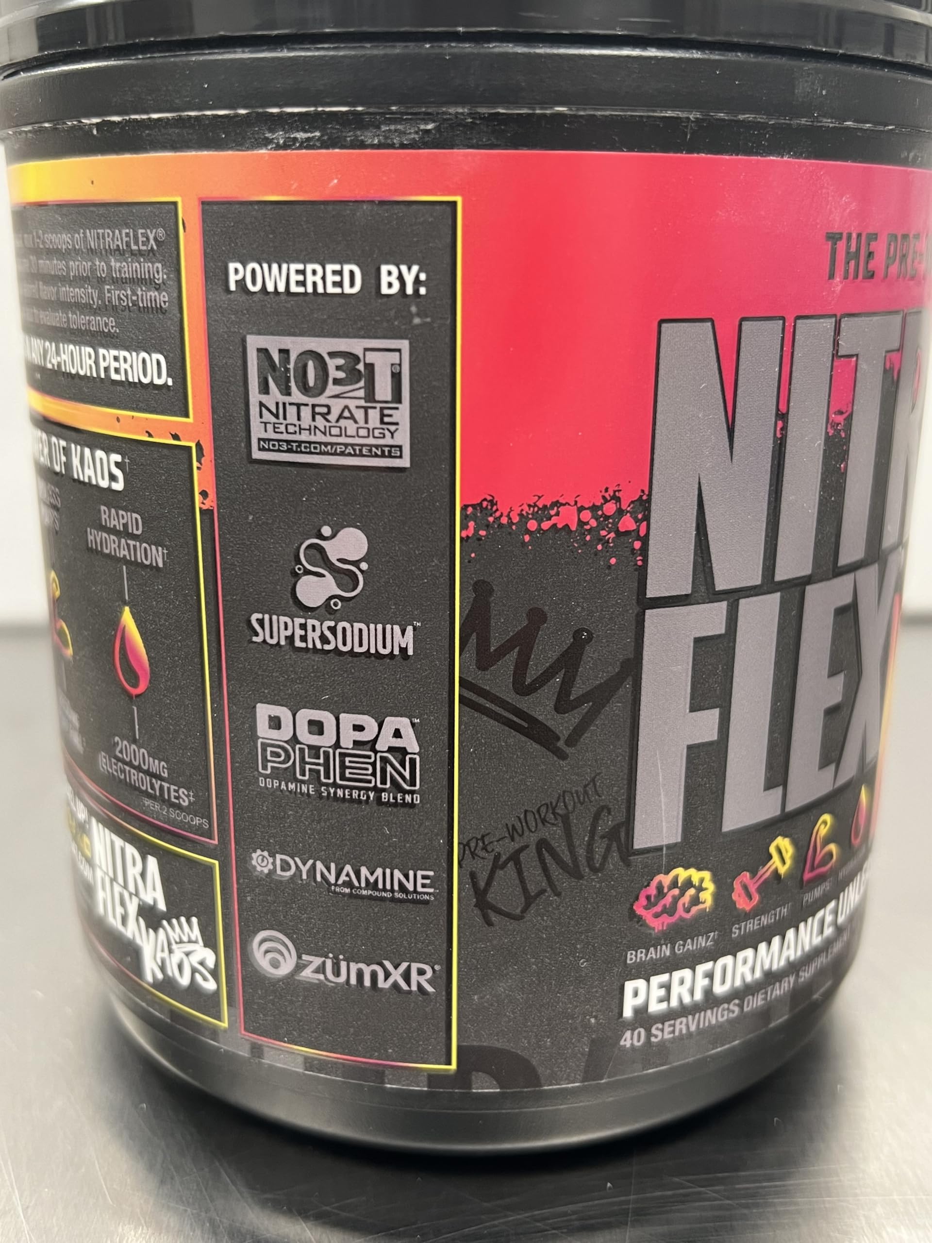 GAT SPORT Nitraflex Kaos: fiche nutritionnelle accessible pour plan d'entraînement.