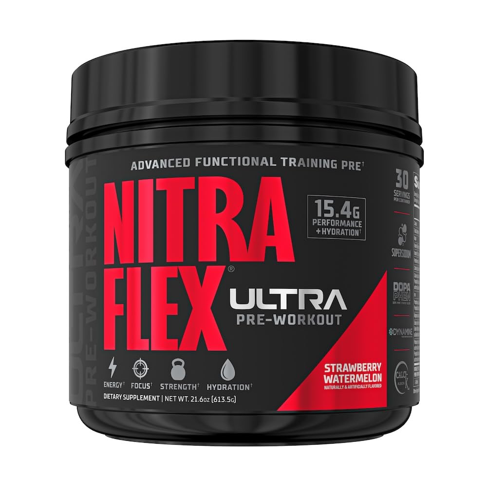 GAT SPORT Nitraflex Ultra dans le pot, prêt à booster votre énergie avant l’entraînement.