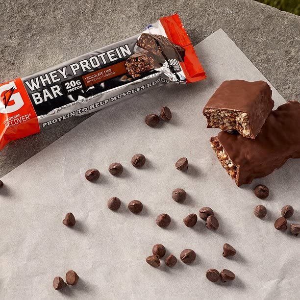 Barres Gatorade protéinées, chocolat et pépites, pratique après l'effort.