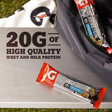 Ingrédients protéine et glucides de la barre Gatorade Whey pour reconstruire les muscles.
