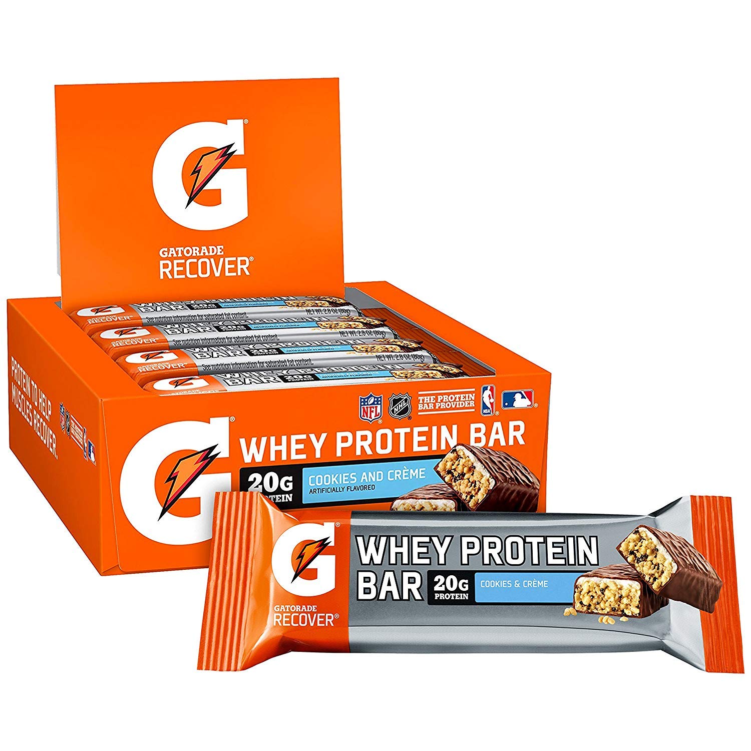 Portion cookies crème de la barre Gatorade Whey après l'effort.