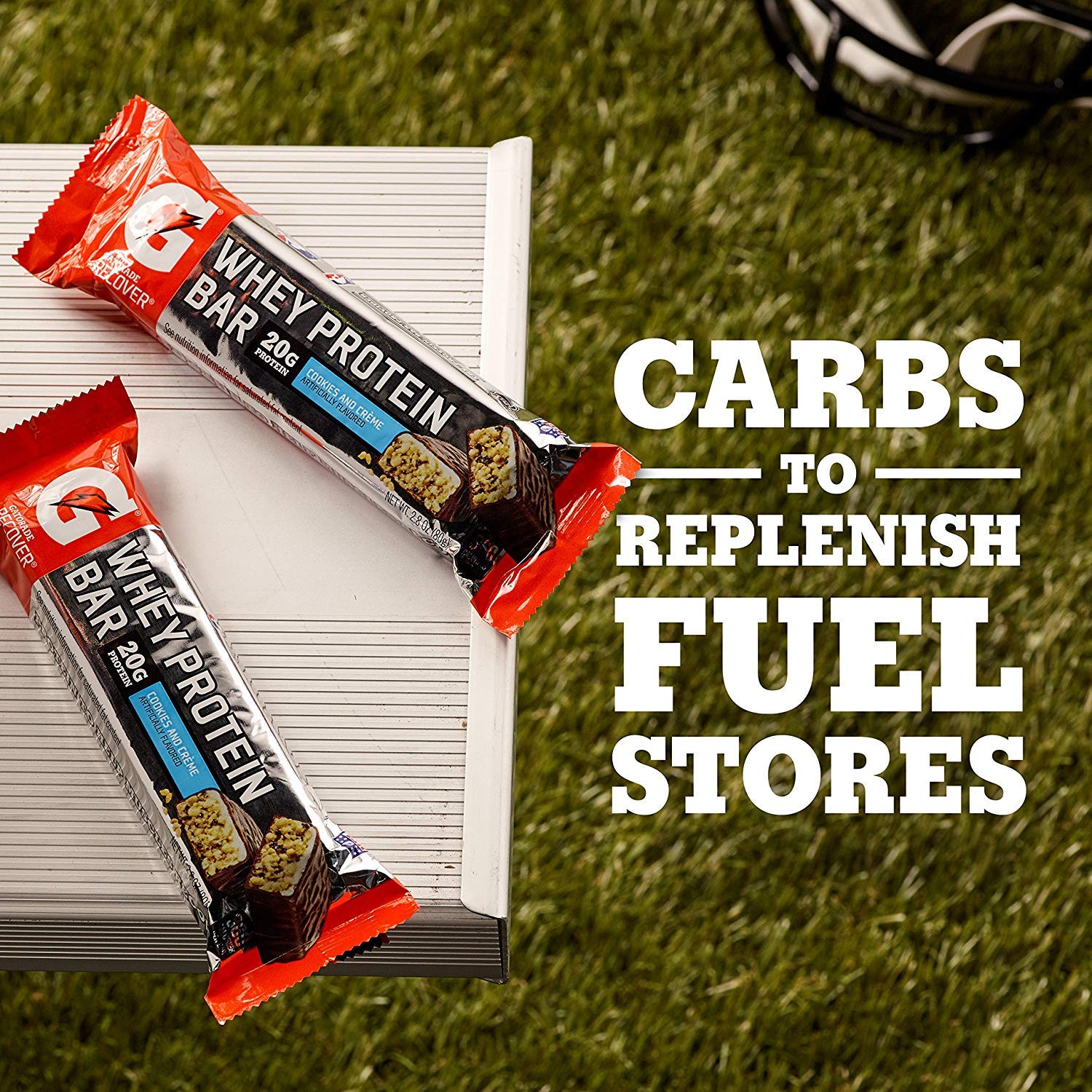 Barre Gatorade Whey sur le terrain pour recharger l'effort.