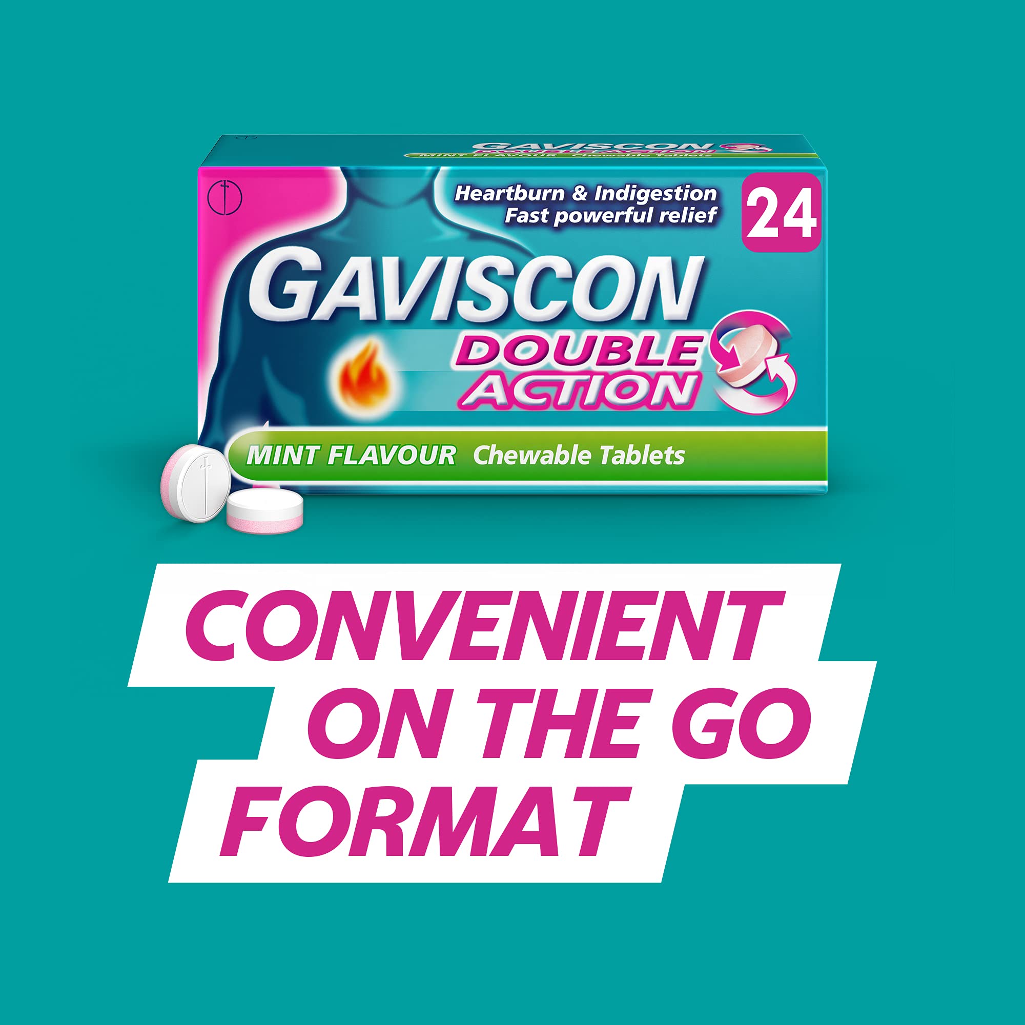 Pharmacie ou boutique en ligne, affichage clair de Gaviscon Double Action Menthe.