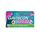 Boîte Gaviscon Double Action Menthe prête à l’emploi pour un soulagement rapide.