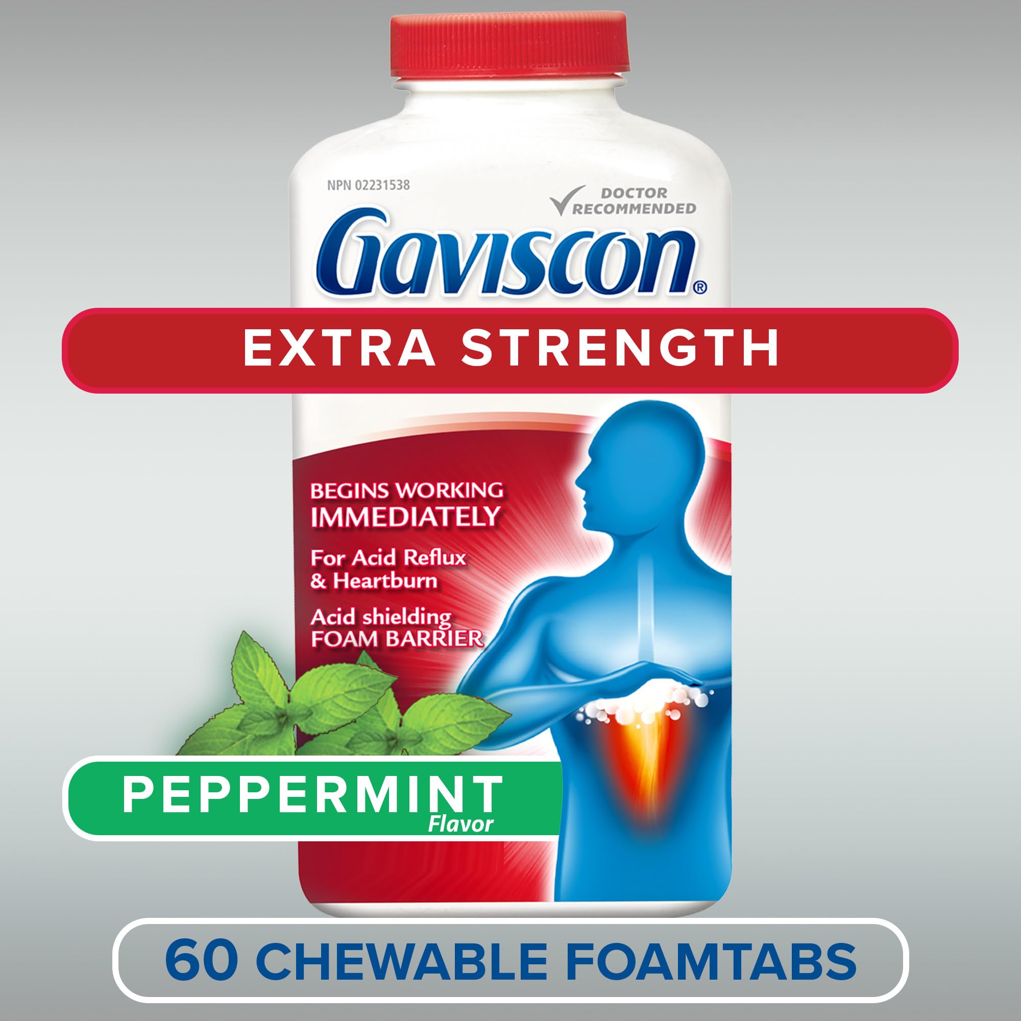 Dosette Gaviscon menthe-poivrée, blister pratique pour déplacement