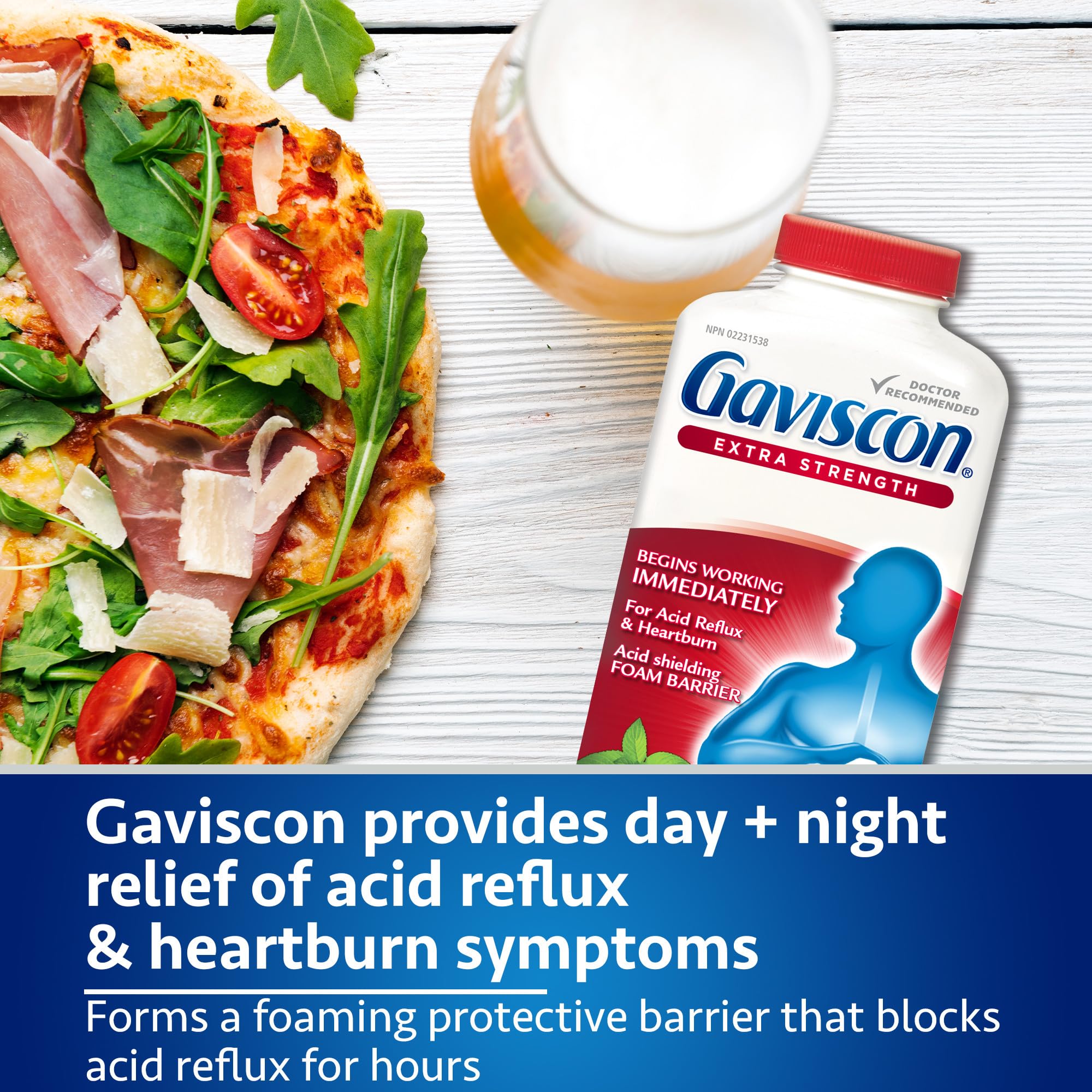 Gaviscon menthe-poivrée, tablettes à mâcher pour soulagement éventuel nocturne