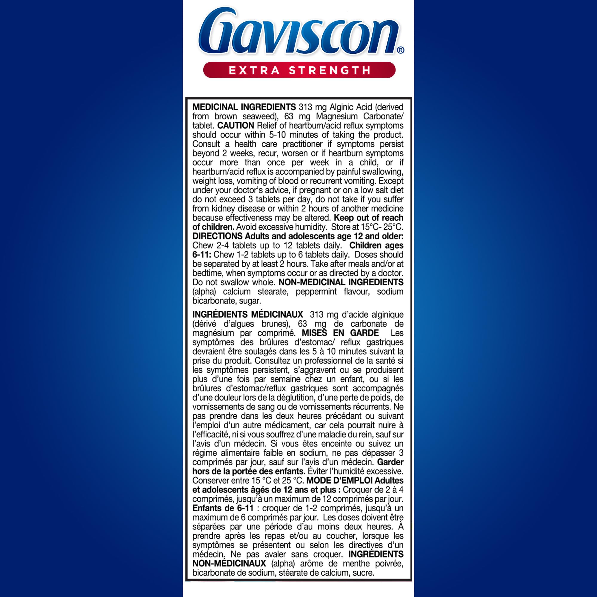 Gaviscon menthe-poivrée, format voyage facile à transporter