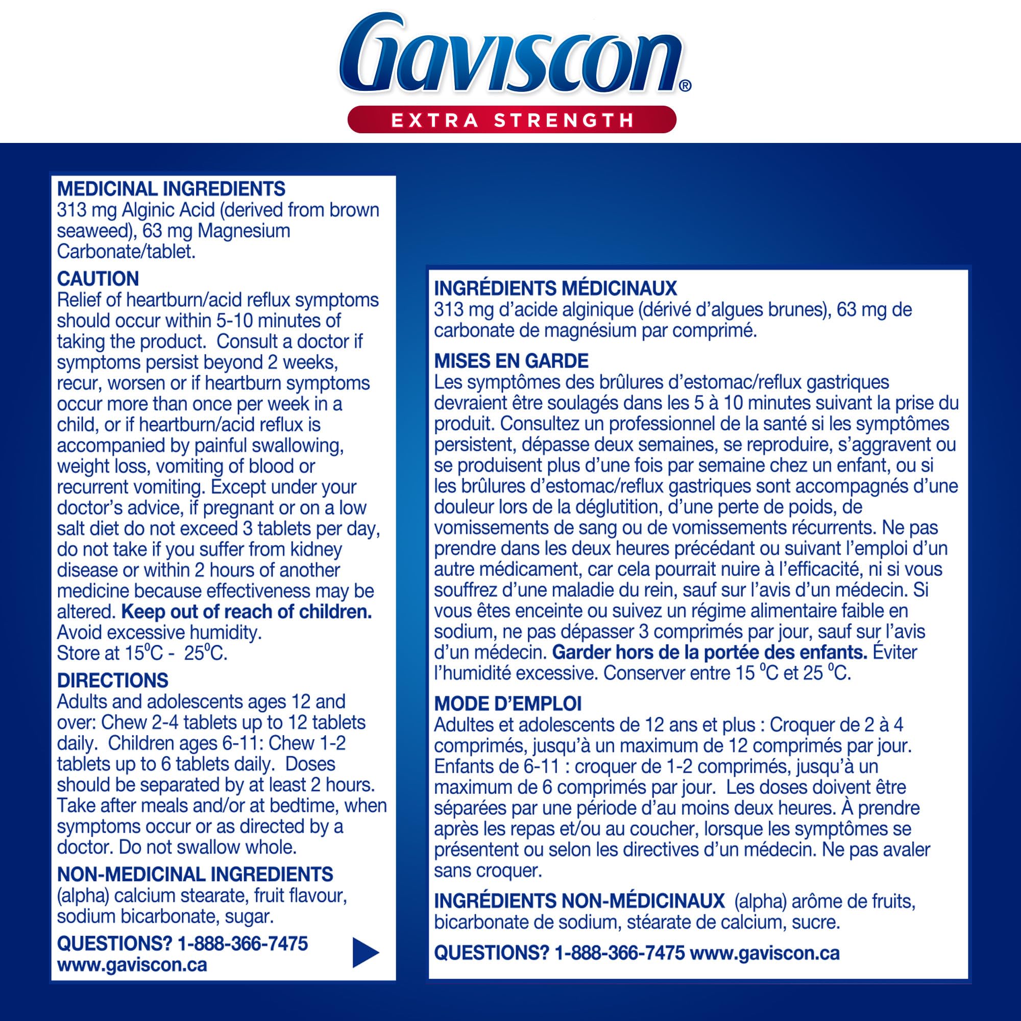 Gaviscon tablettes fruit extra-fort emballage coloré idéal voyage