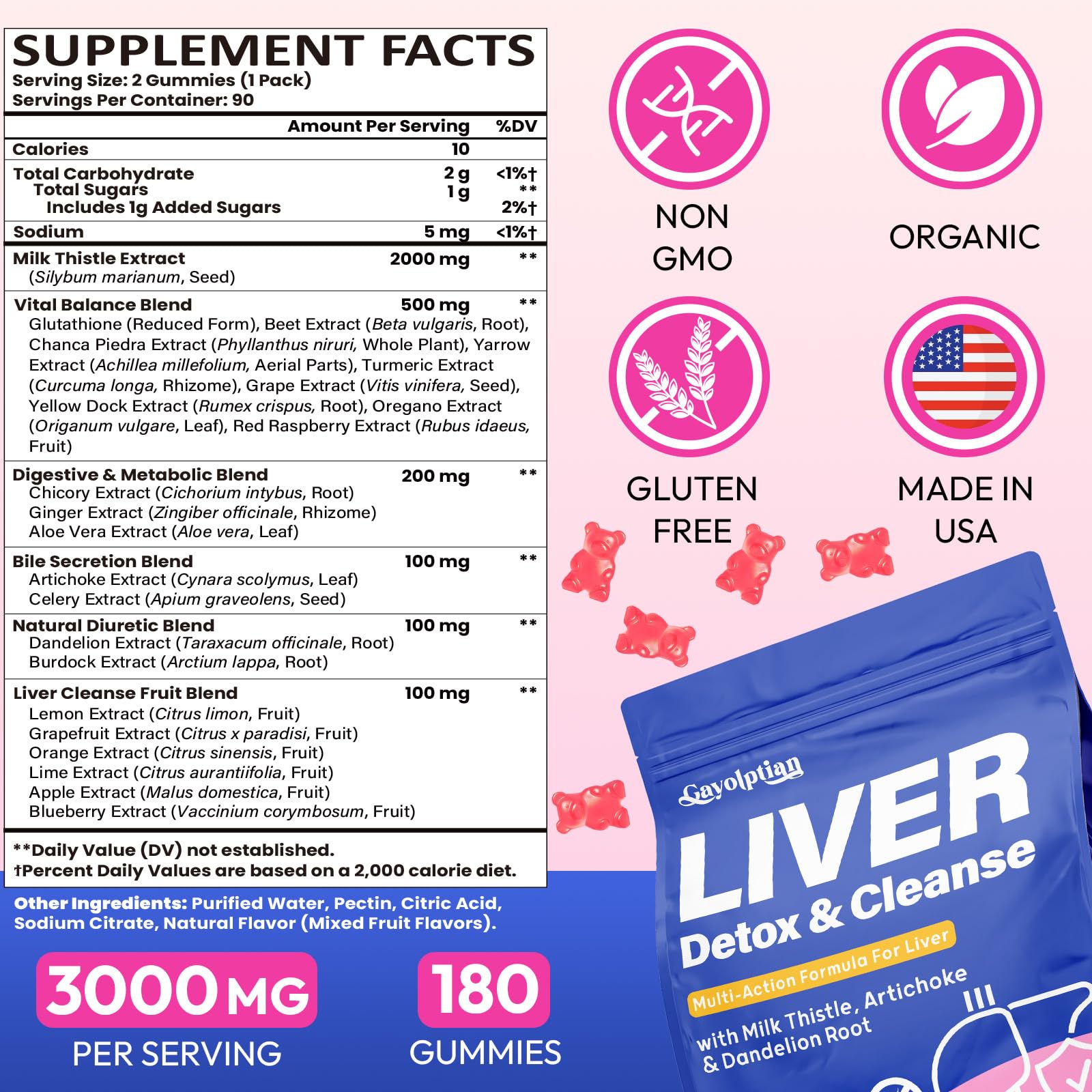 Gummies quotidiennes Gayolptian, format pratique et voyage facile.
