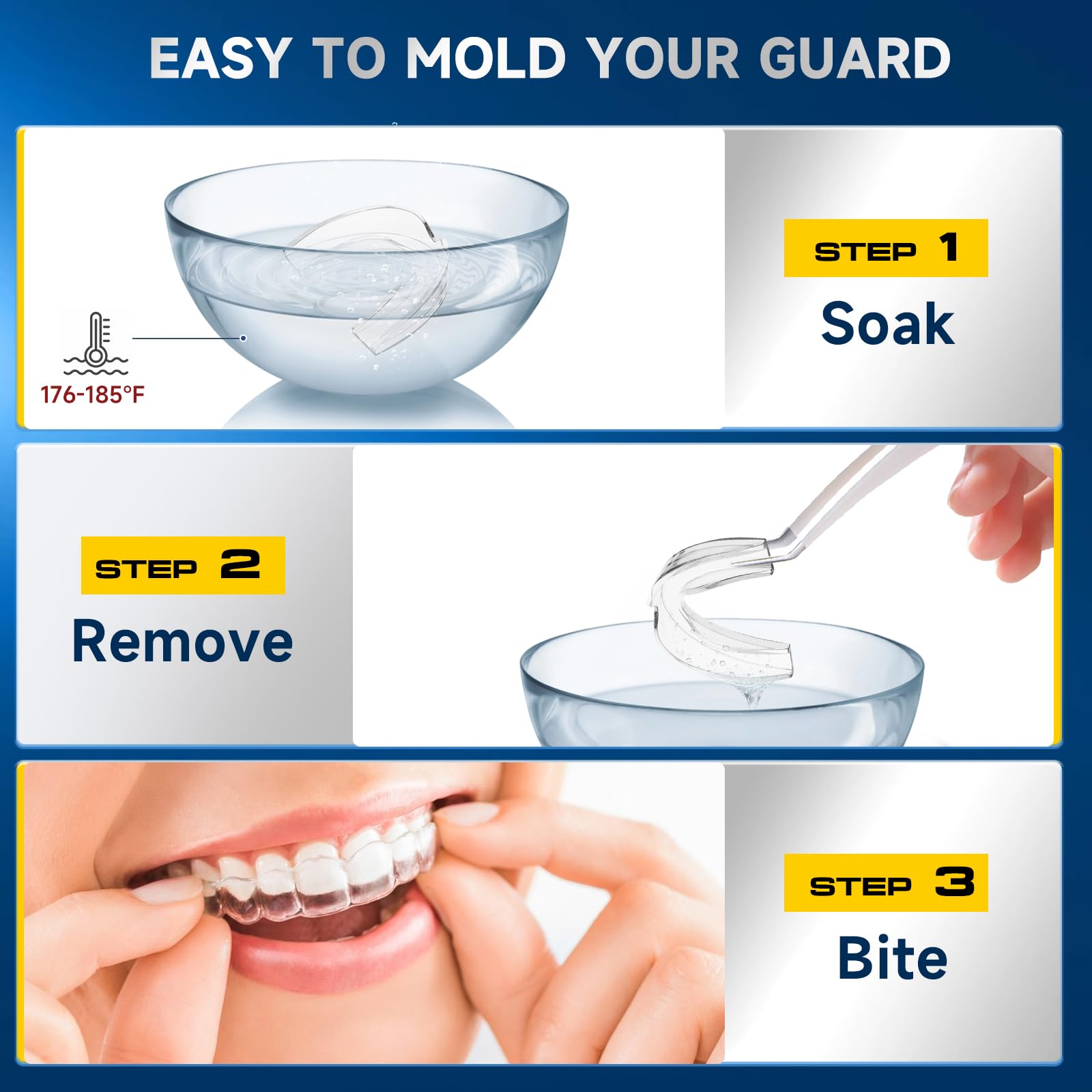 GBN masque-dent-mise-en-place-rapide permet une utilisation en trois étapes.