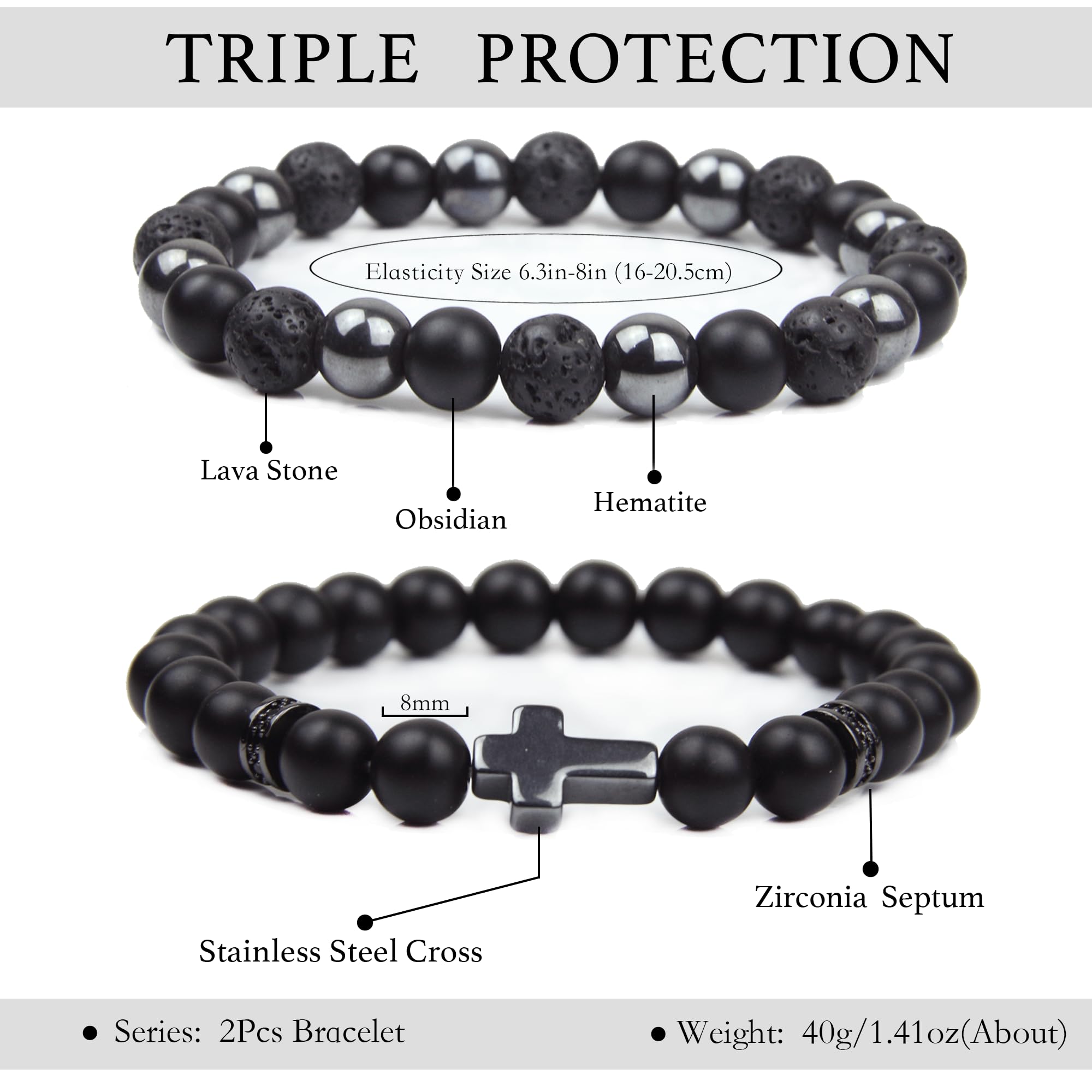 Bracelet GDLKPYHS d’onyx noir pour un style masculin élégant.