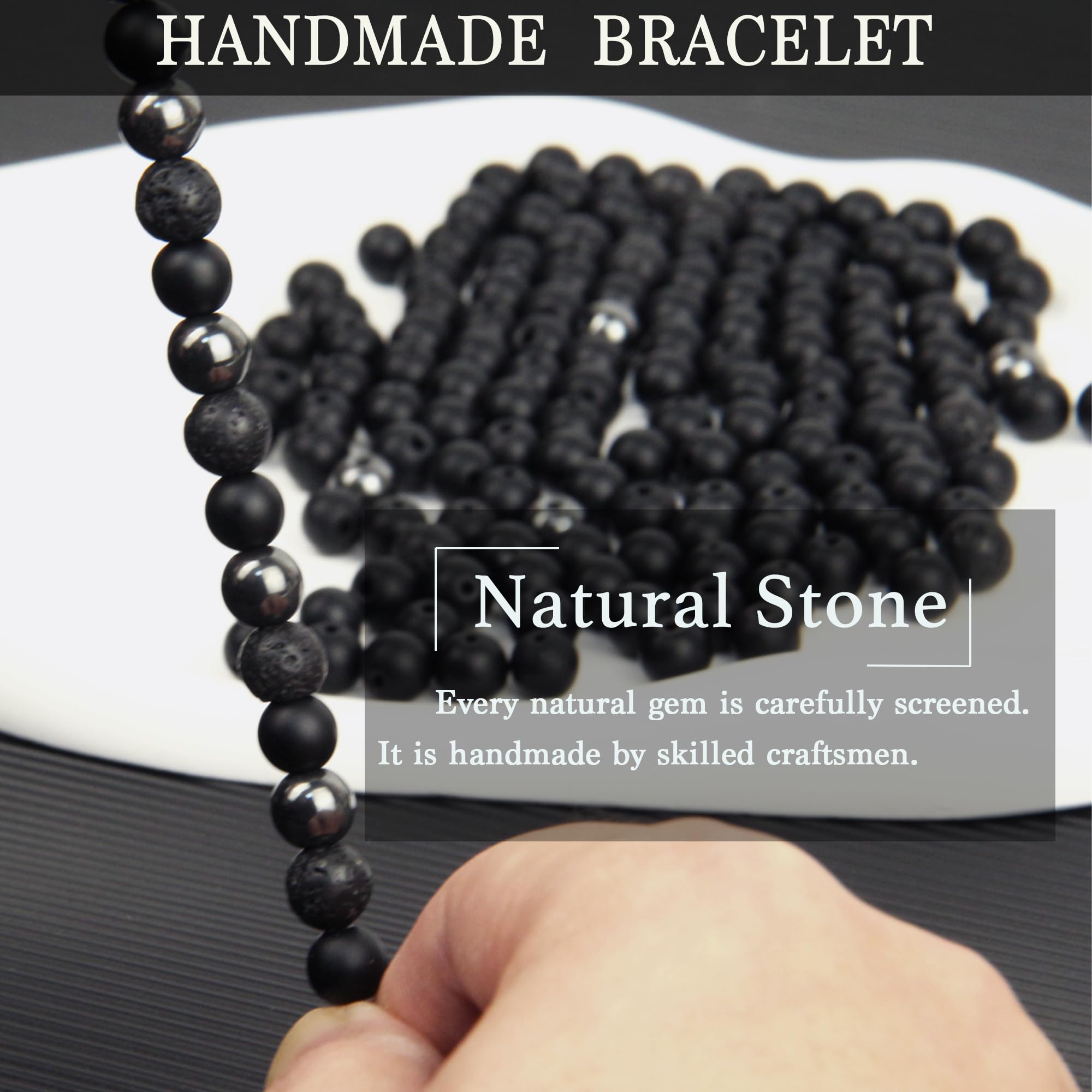 Bracelet GDLKPYHS pierre de lave, diffusion d’huiles essentielles possible.