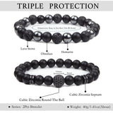 GDLKPYHS, onyx noir et hematite, détails des perles et texture raffinée.