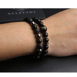 GDLKPYHS perles d’onyx noir, style élégant pour homme et femme.