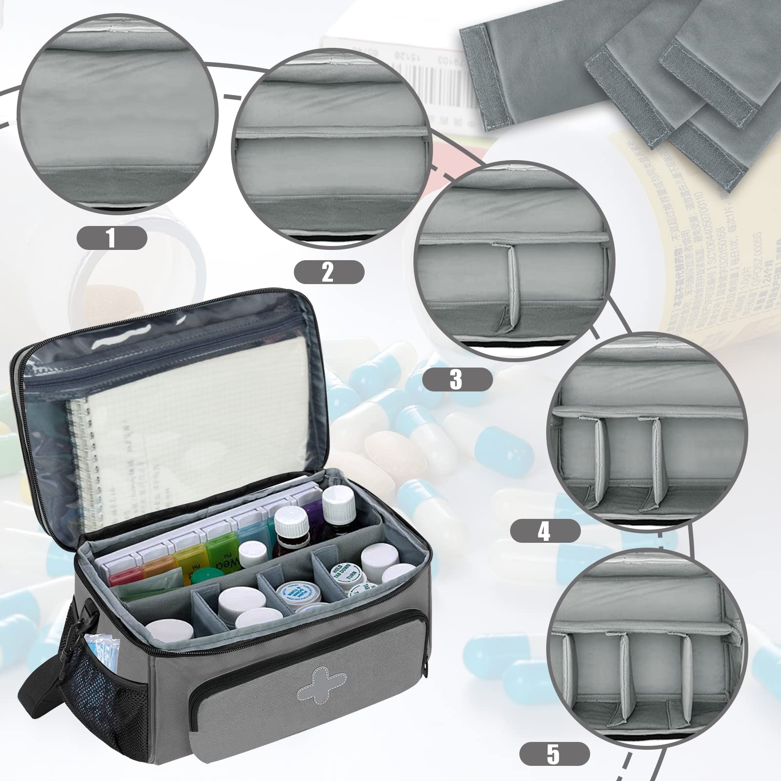 GDNasist pochette portable pour médicaments quotidiens en voyage