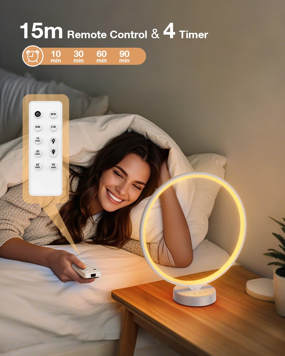 Geecent lampe luminothérapie chronomètre 10–90 min, gestion pratique du temps.
