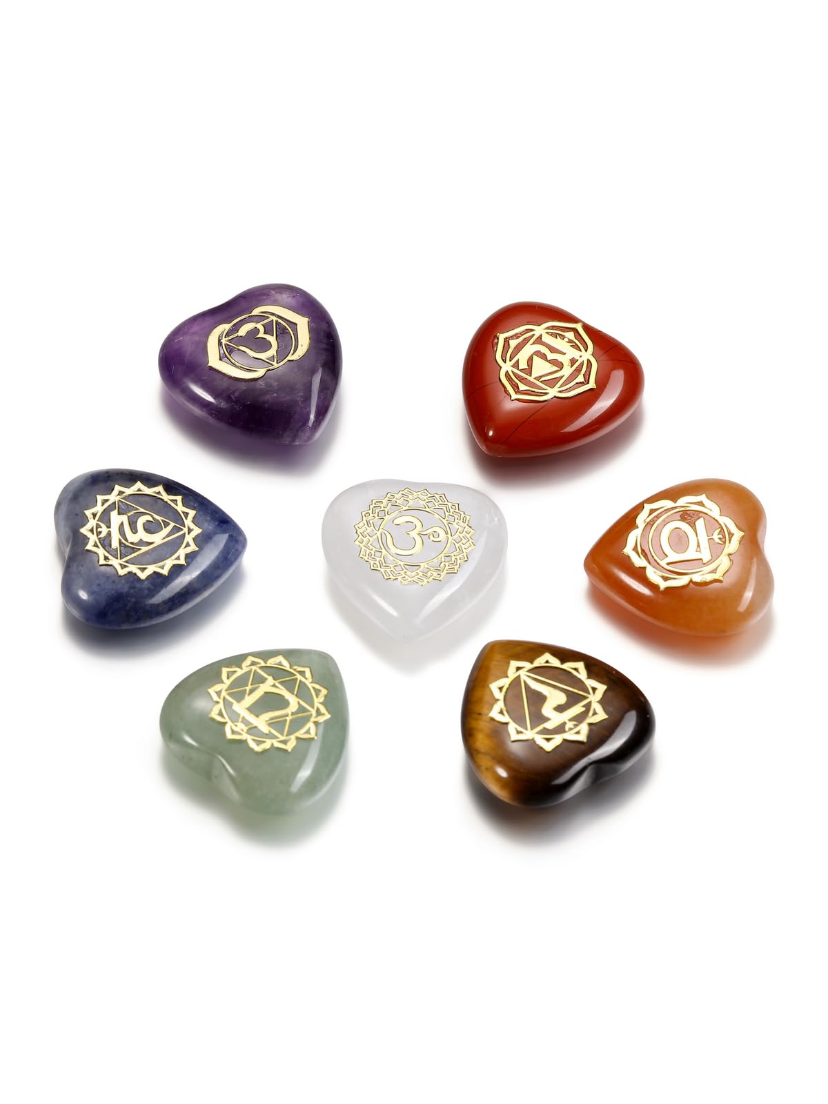 GEHECRST coeurs-pierres-chakra-sept, pierre polie pour méditation et équilibre émotionnel.
