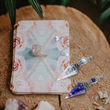 GEHECRST pendule en lapis-lazuli avec chaîne inox, idéal pour divination