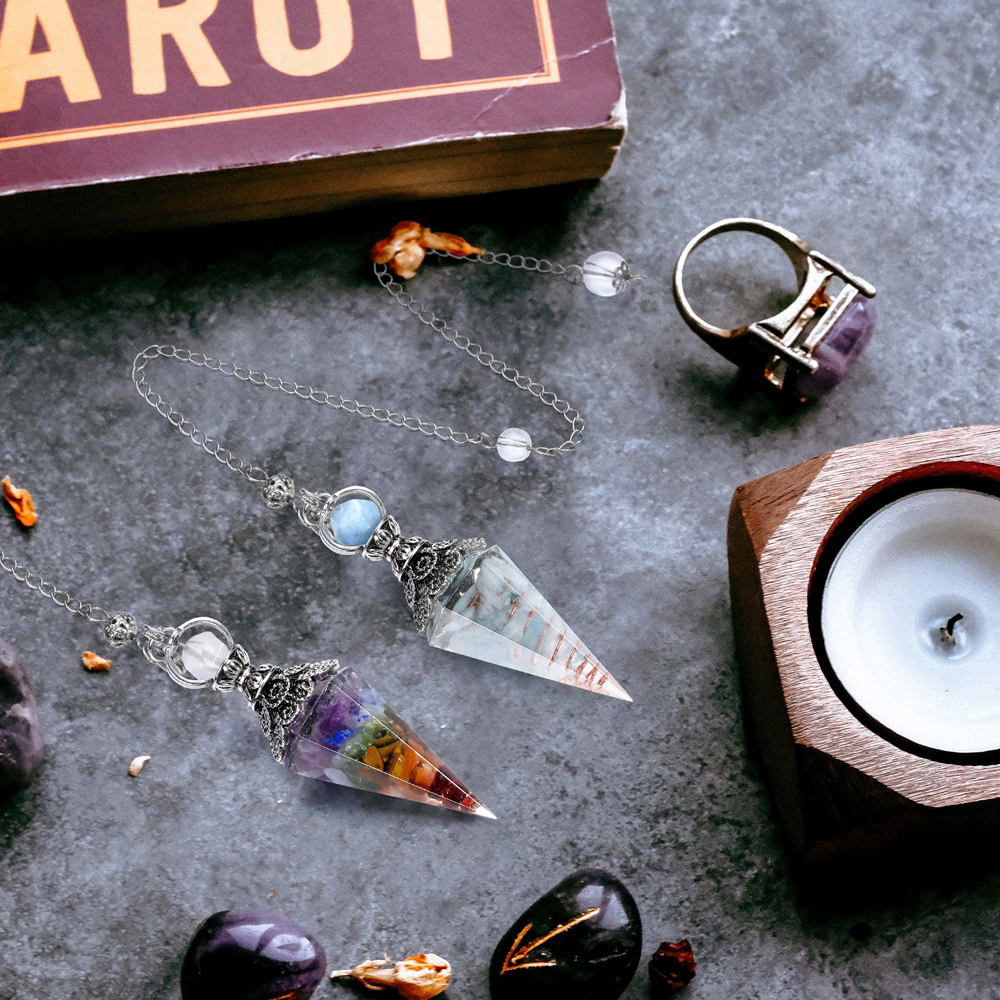 GEHECRST pendule pierres améthyste et lapis lazuli pour méditation