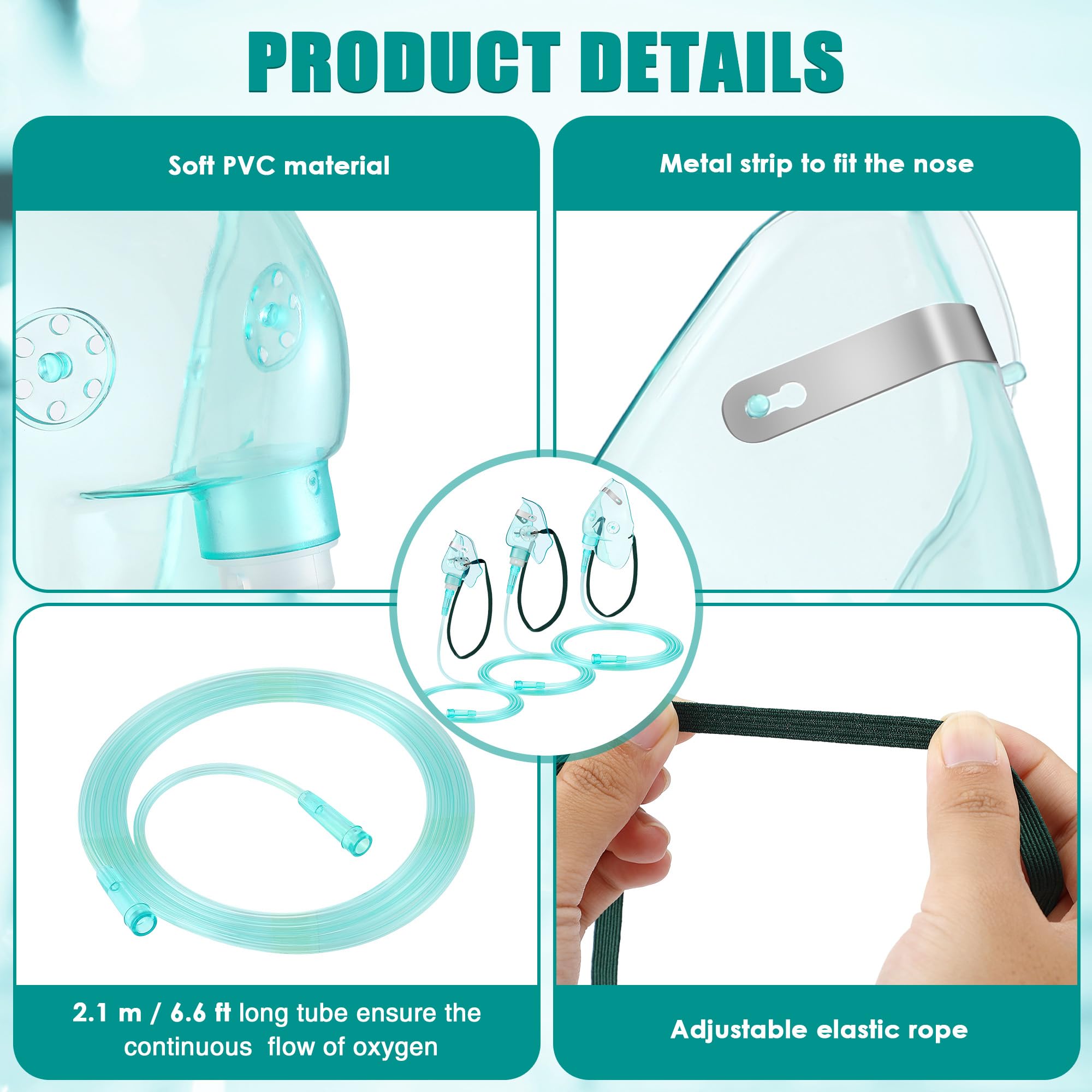 Geiserailie masque d’oxygène adulte avec clip nasal malléable pour ajustement précis