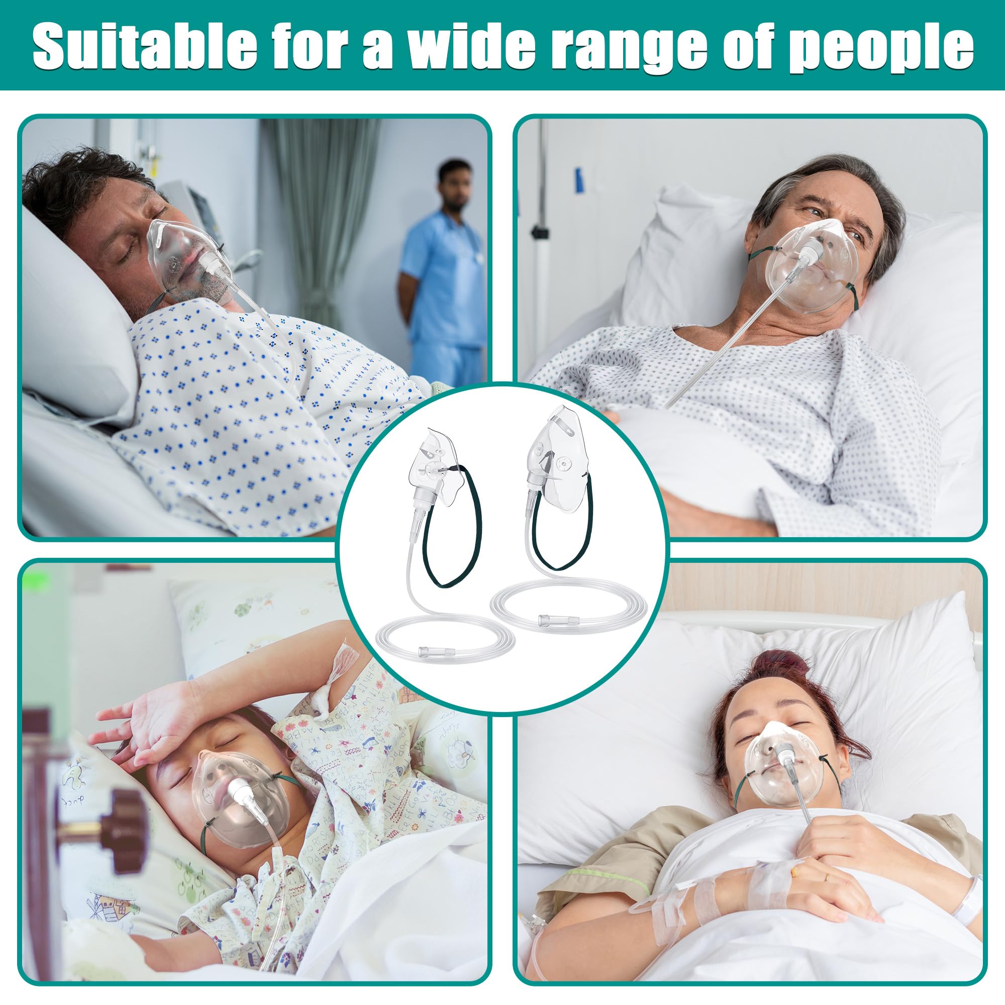 Geiserailie masque d'oxygène adulte transparent compatible avec différents débits