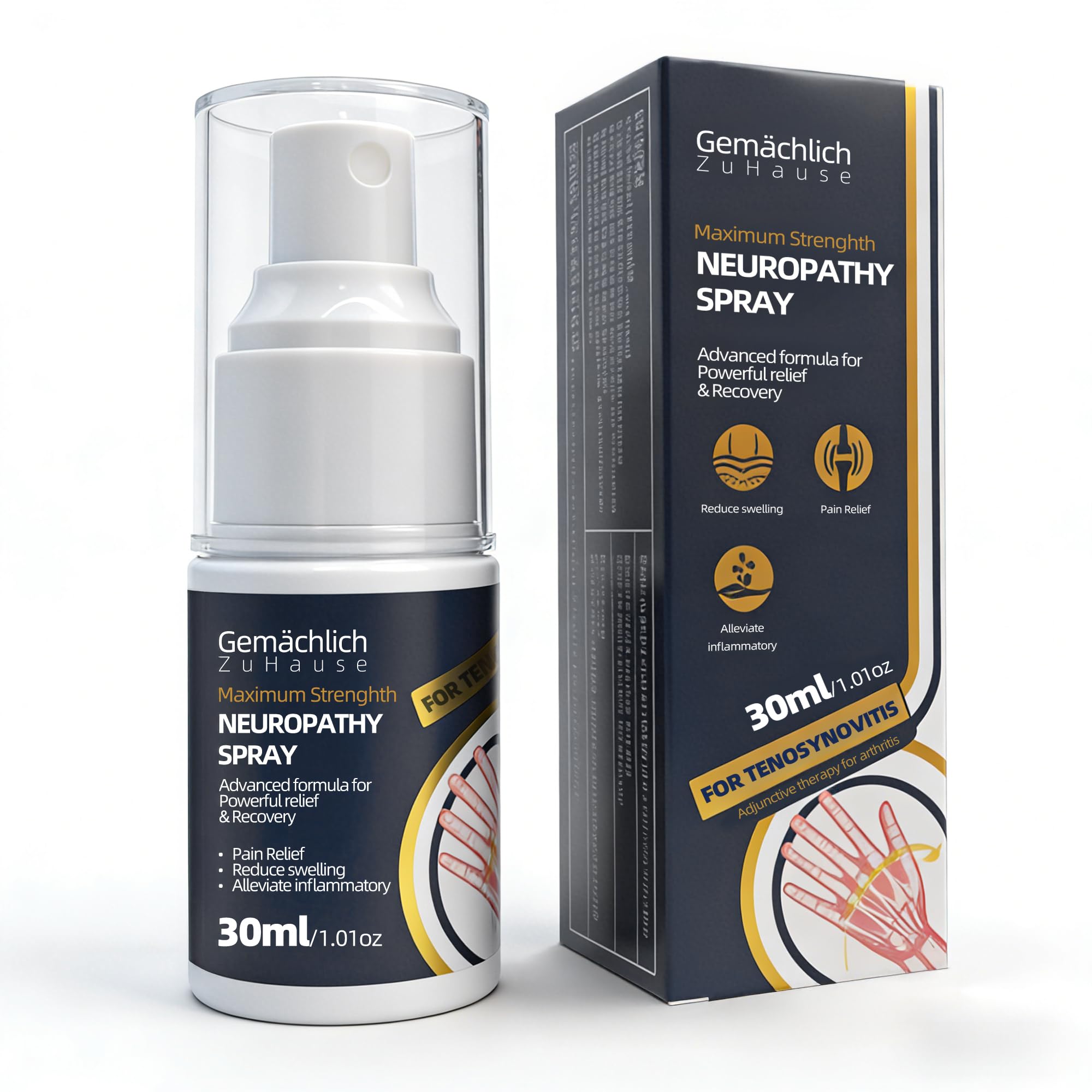 Spray Arnica Gemächlich Zu Hause sur le poignet, soulagement ciblé et chaleur rapide.