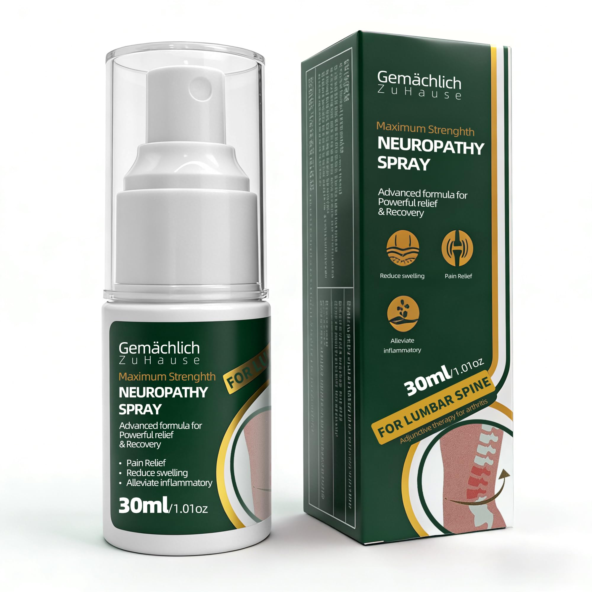 Gemächlich Zu Hause spray lombaire, soulagement potentiel des douleurs lombaires grâce à l’arnica.
