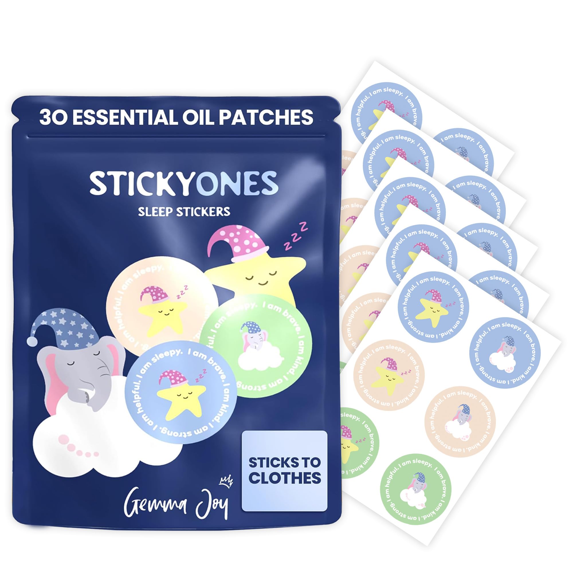 Gemma Joy StickyOnes emballage affichant les patchs sans mélatonine.