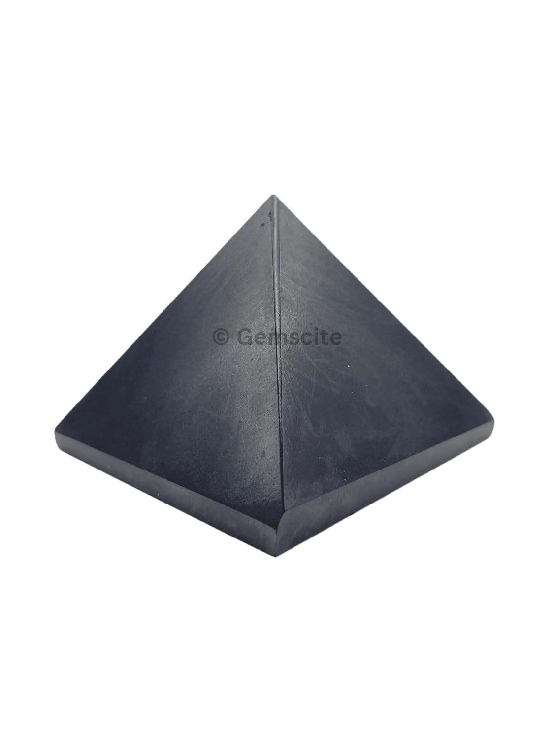 GEMSCITE pyramide shungite 2 pouces - vue arrière montrant texture naturelle et unicité