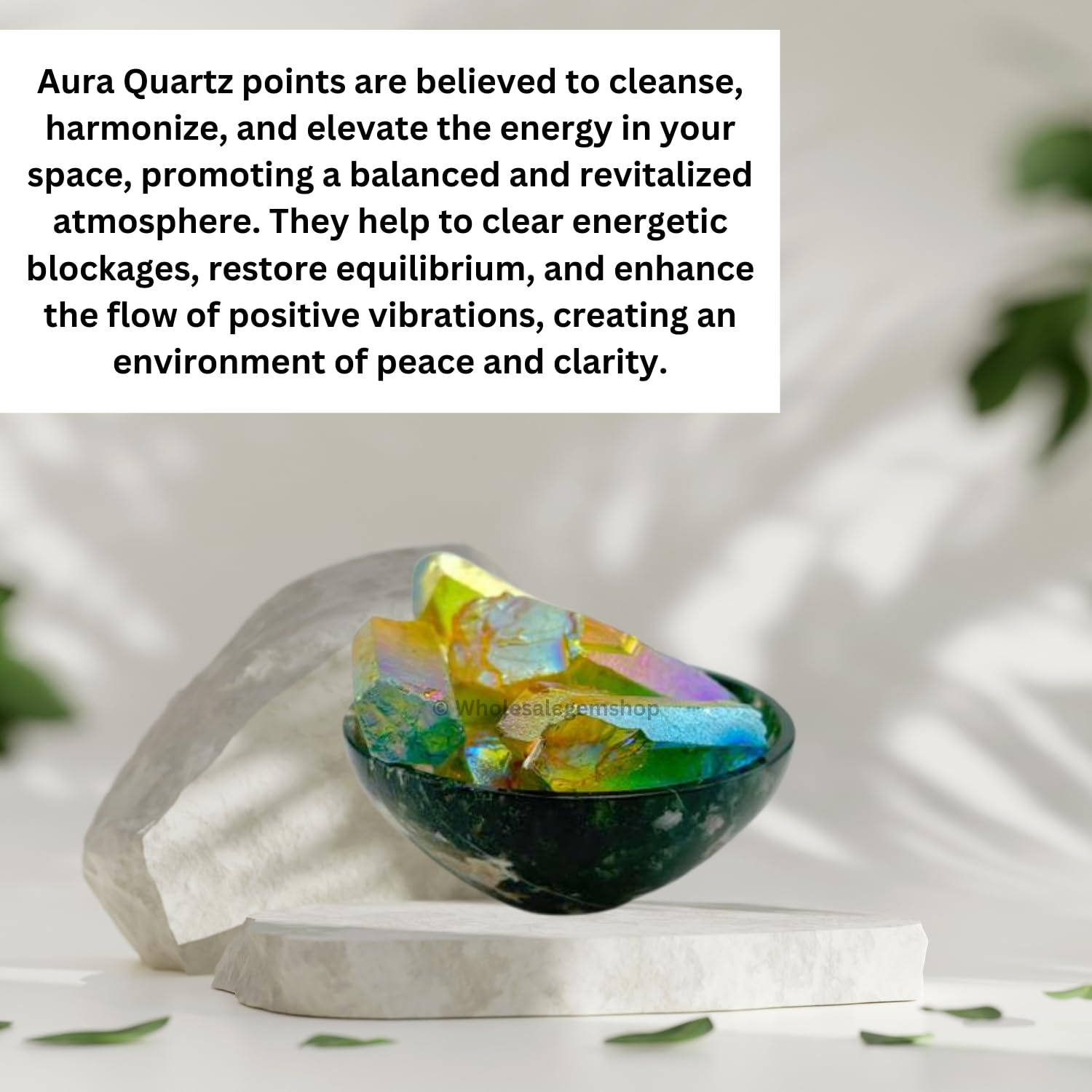 GEMSCITE Quartz Aqua Jaune — cristal brut pour décor de table et énergie douce