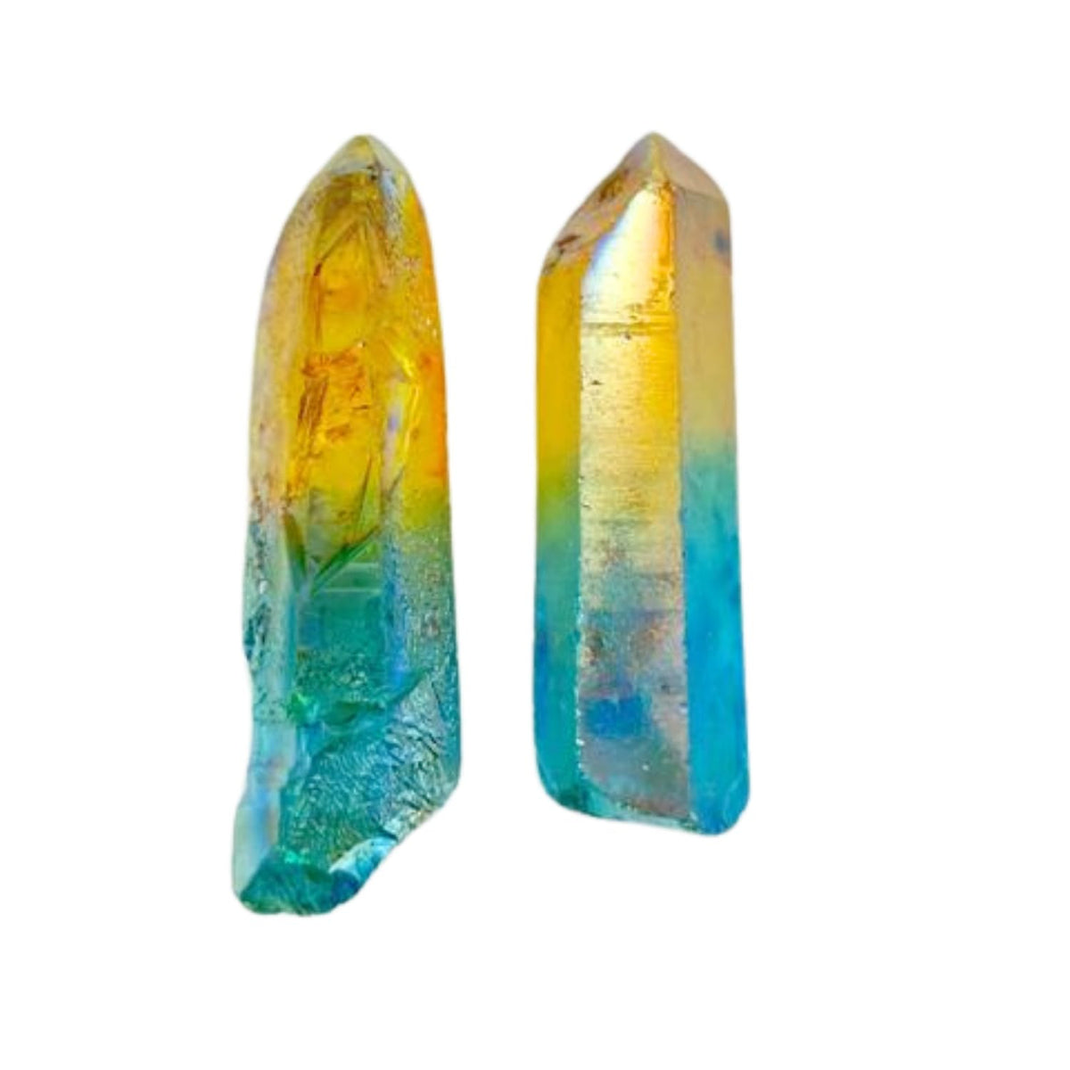 GEMSCITE Quartz Aqua Jaune — pointe brute, pierre naturelle pour décor et méditation