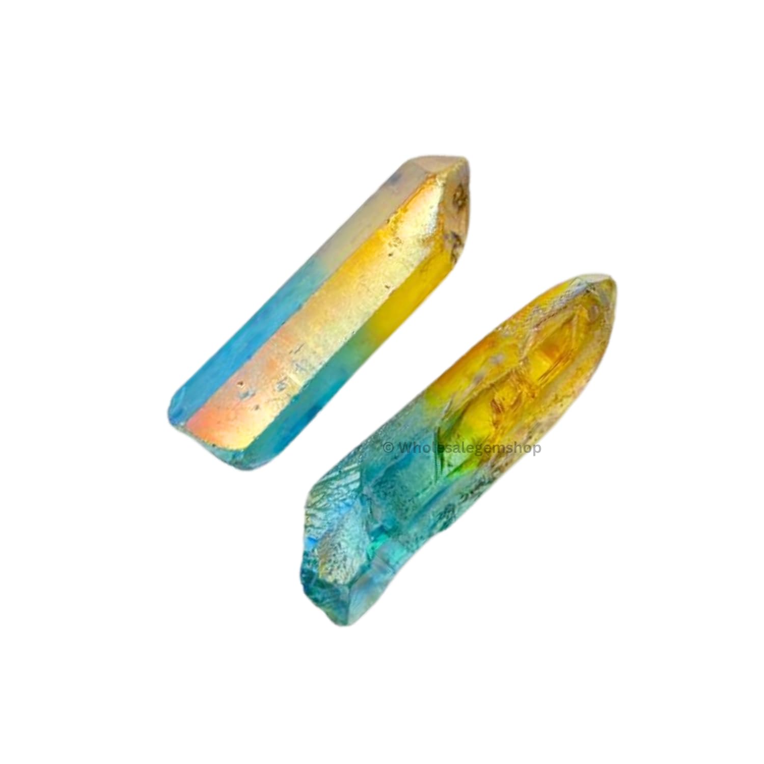 GEMSCITE Quartz Aqua Jaune — deuxième pointe brute pour décoration lumineuse