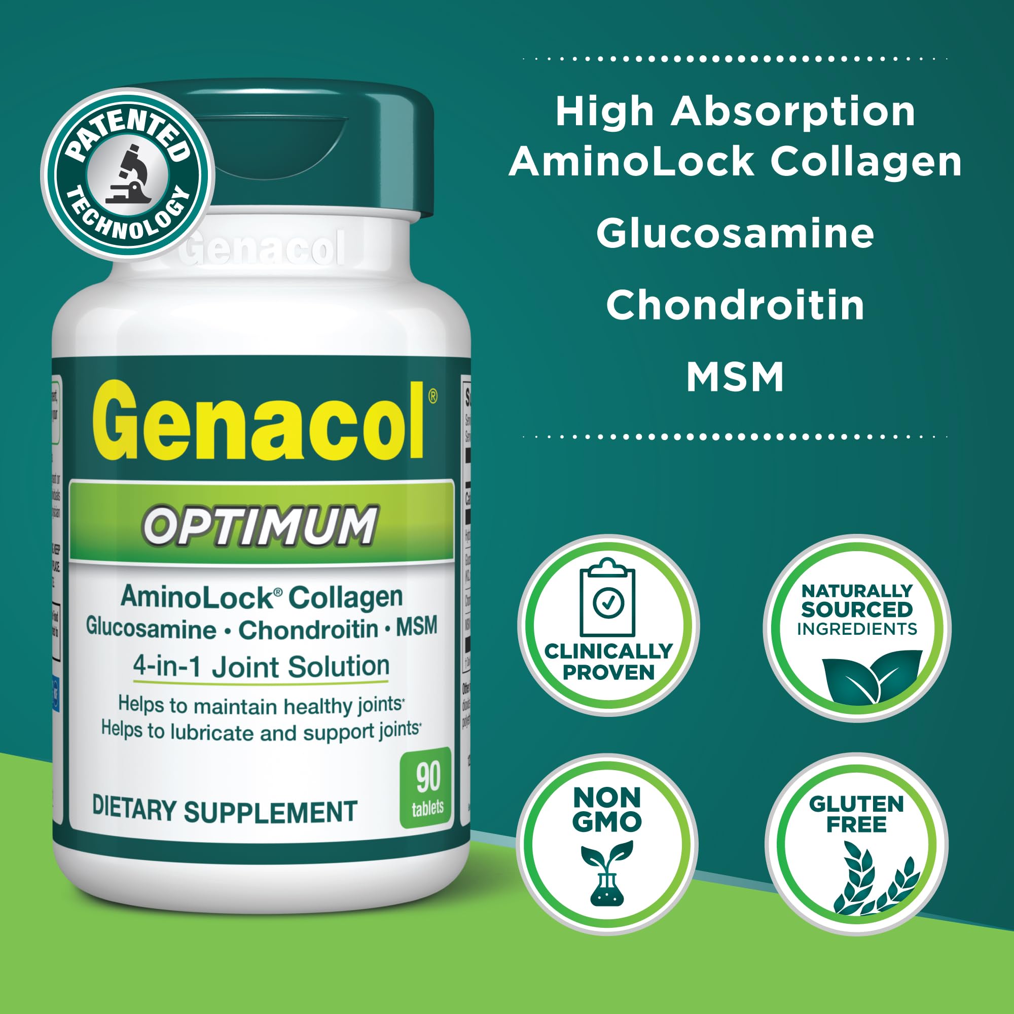 Genacol Optimum, tablettes chondroïtine, lubrification naturelle des articulations.