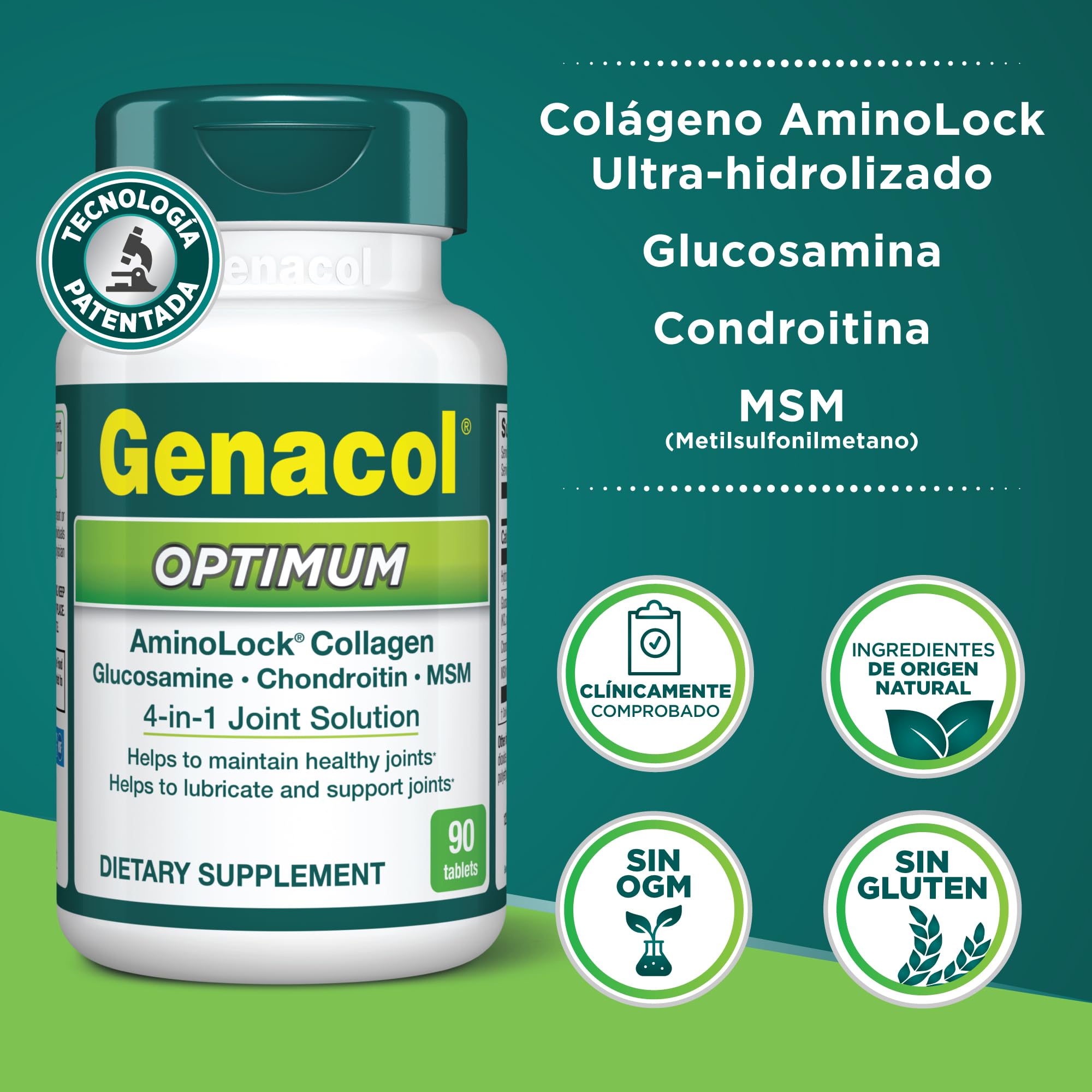 Genacol Optimum, tablettes MSM, soutien des tissus articulaires et confort.