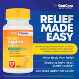 GenCare Aspirine 81mg, boîte 1000 unités, option économique pour le foyer