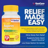 GenCare Aspirine 81 mg, tablette entérique en gros plan, comprimé facile à avaler.