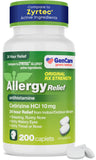 GenCare Cetirizine HCL 10 mg — bouteille de 200 caplets pour un soulagement allergique durable