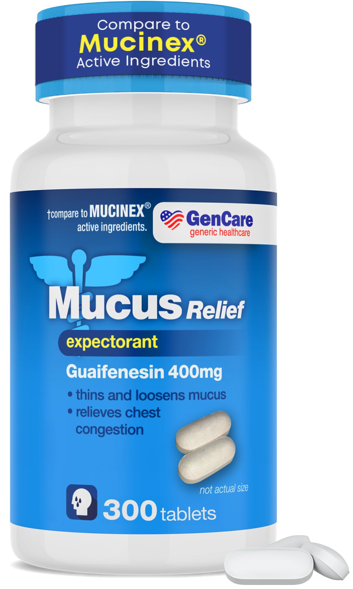 GenCare comprimés-relief des mucosités sur bouteille, respiration facilitée.