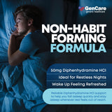GenCare Diphenhydramine 50 mg : pilule favorisant l’endormissement en soirée.