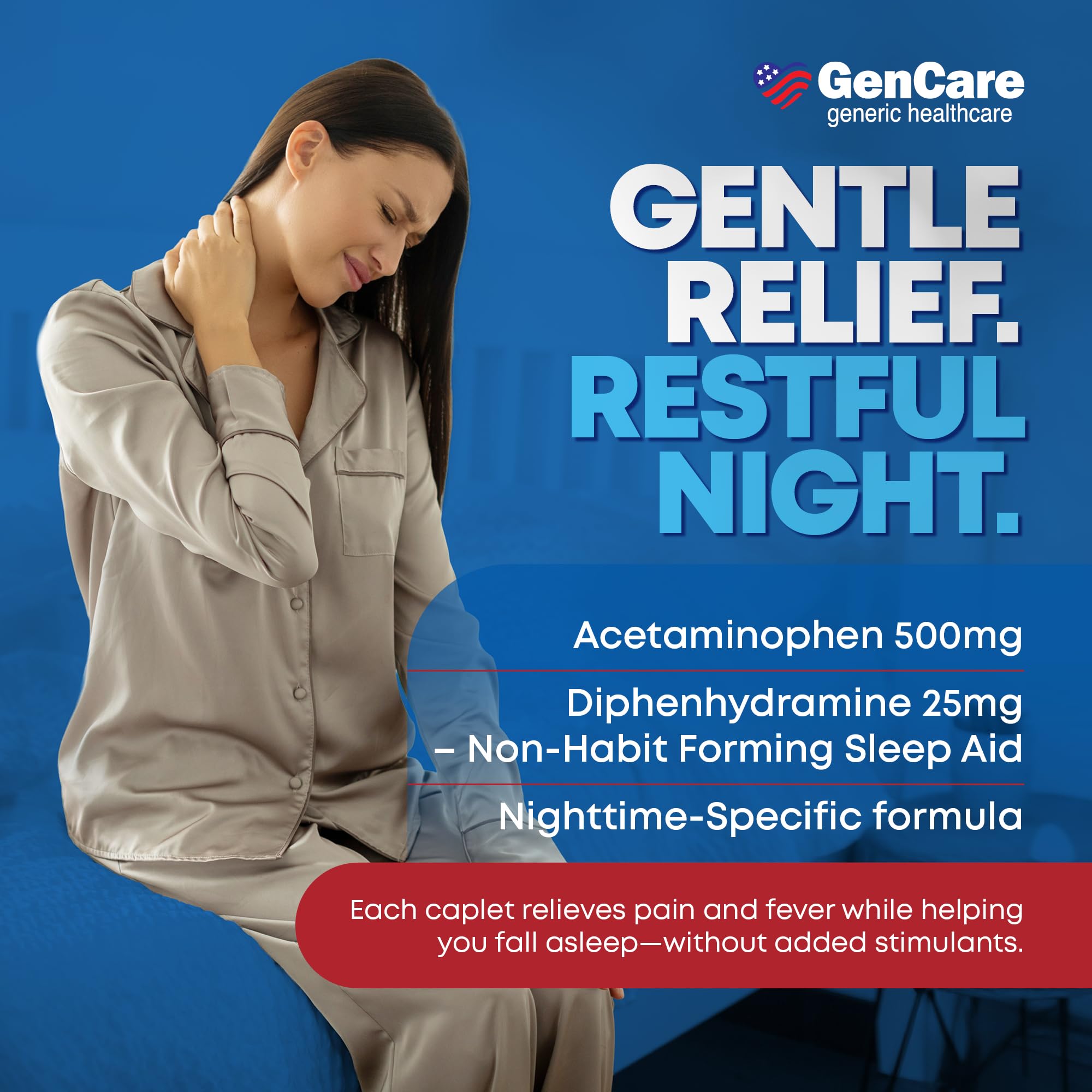 GenCare Diphenhydramine nuit – formule aide au sommeil réparateur.