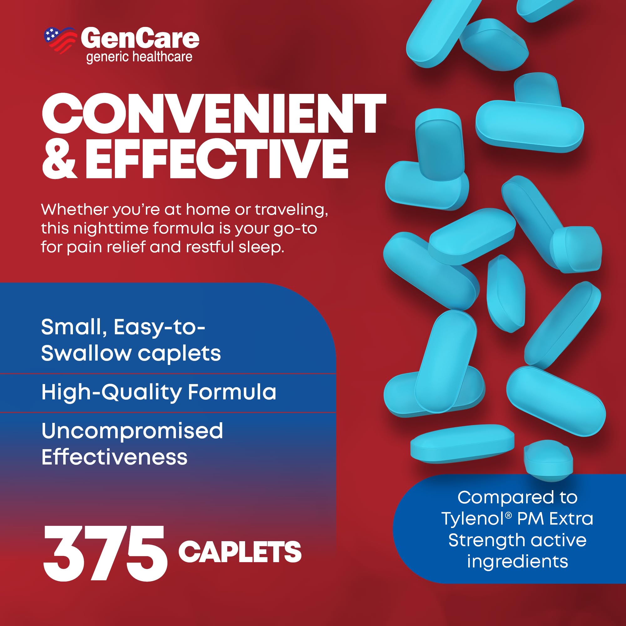 GenCare emballage en vrac 375 comprimés – économie et disponibilité familiale.