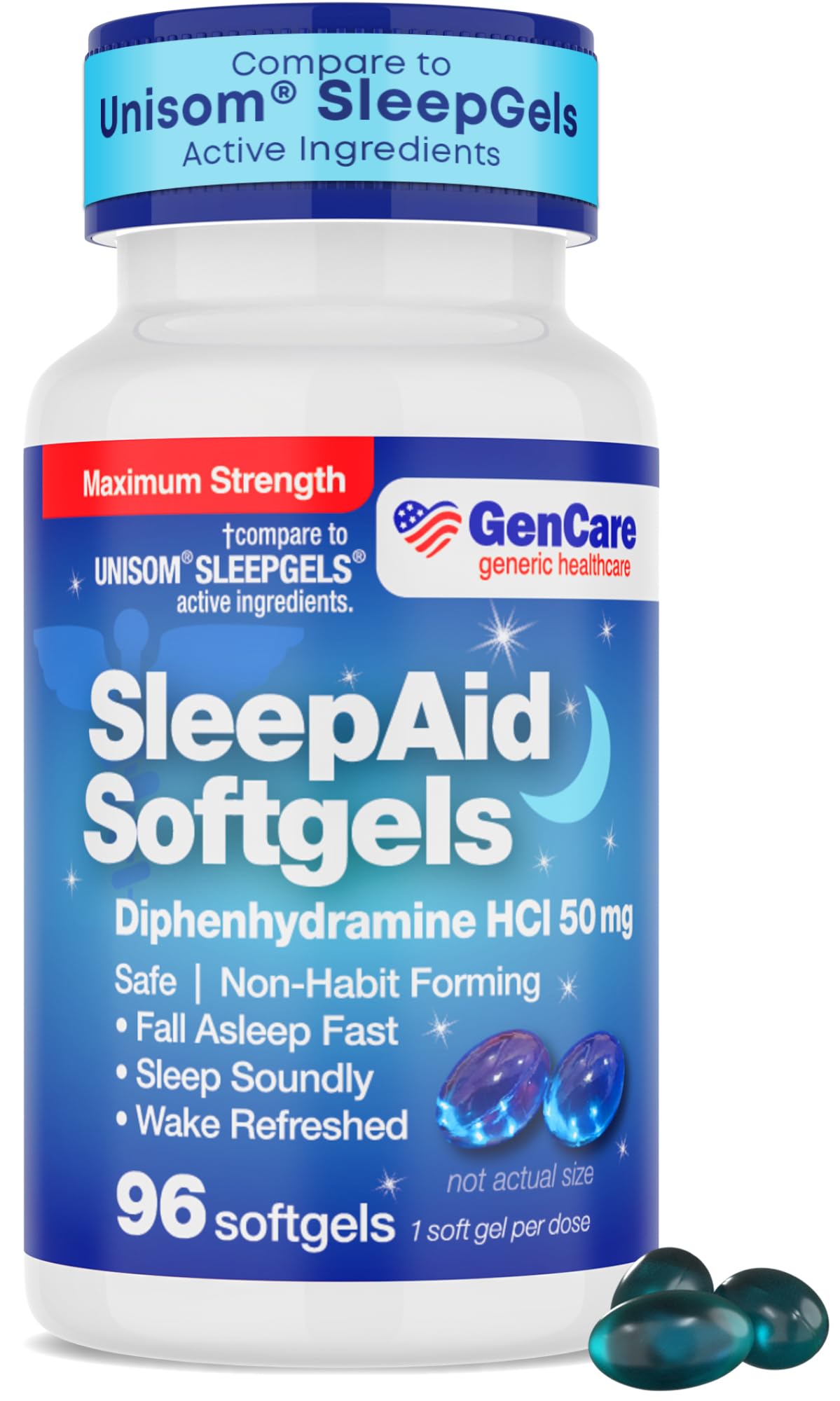 GenCare Sommeil nocturne : bouteille et gélules pour endormissement rapide.