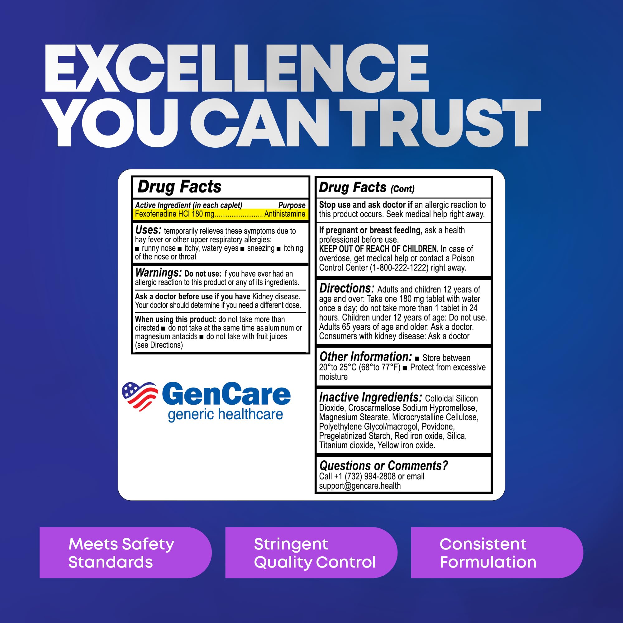 GenCare utilisation-diurne-pilules-allergie: profil non somnolent pour la journée.