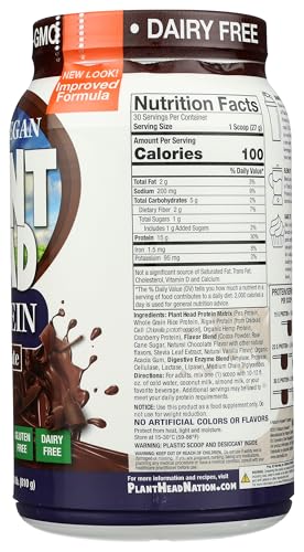 Ingrédients naturels visibles dans Plant Head Protein chocolat