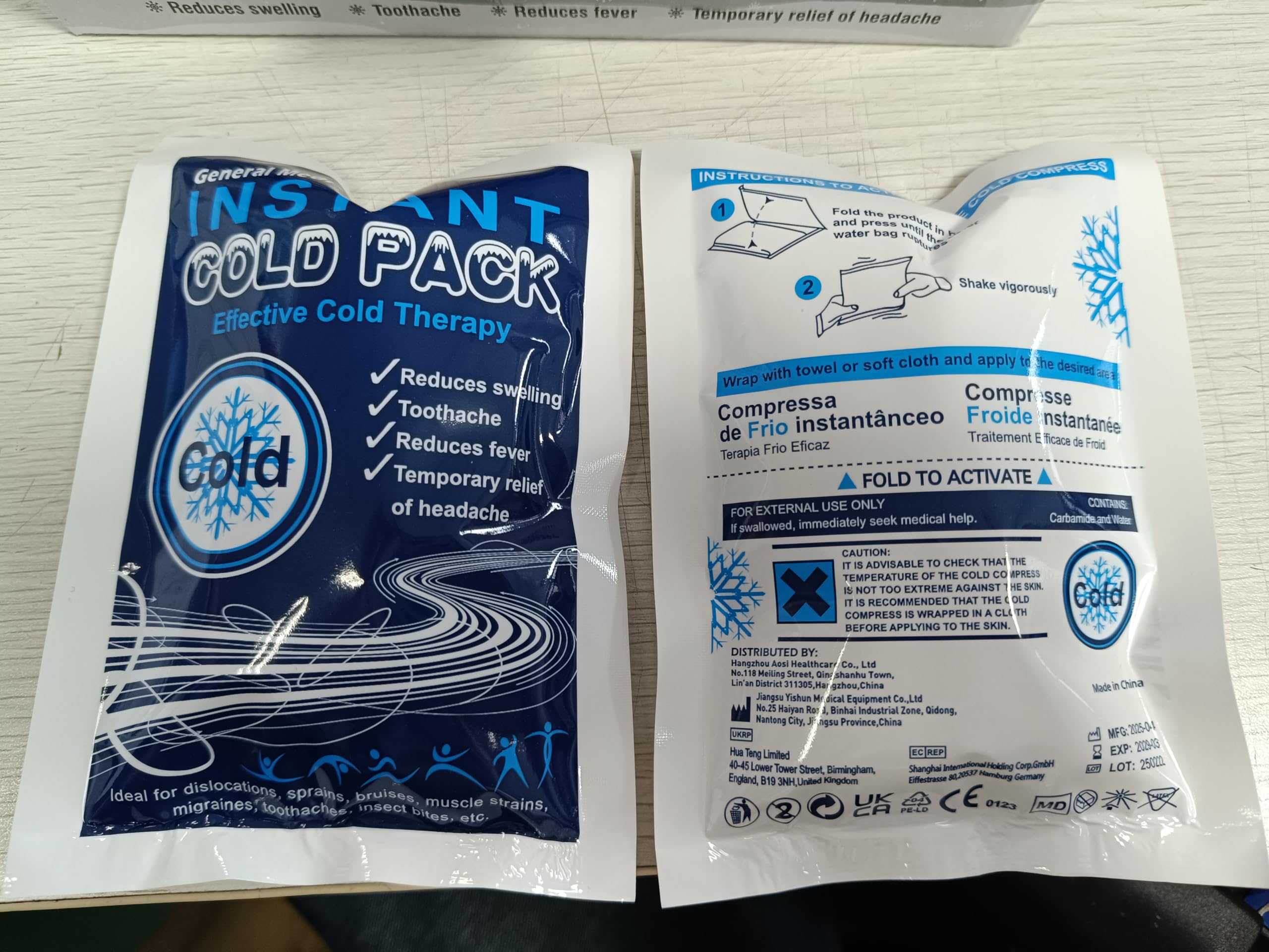 General Medi 8 paquets glace jetables: solution prête pour les entraînements.